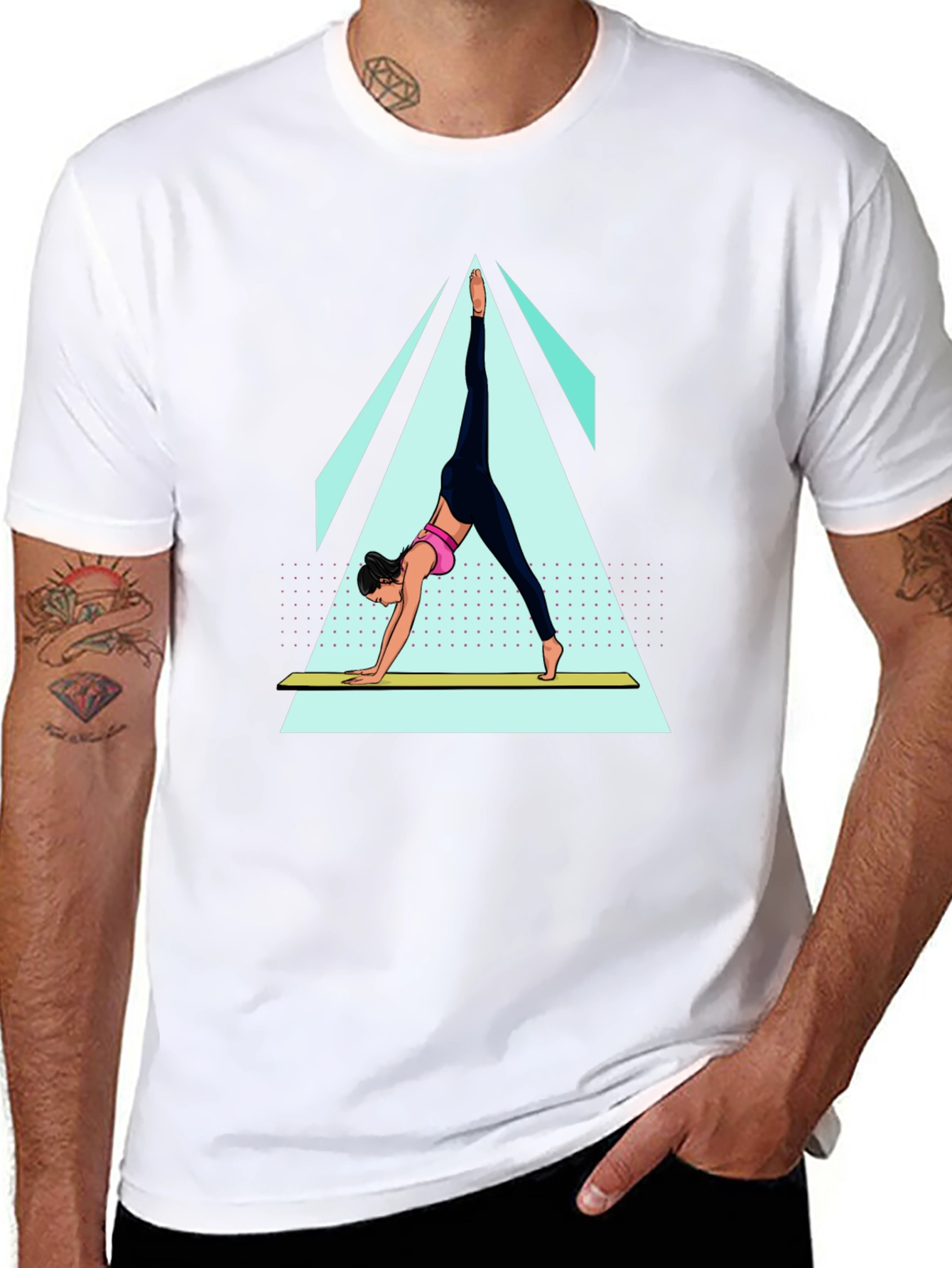 Black Yoga Pose Graphic Tee - Black Cotton Blend Shirt view 8