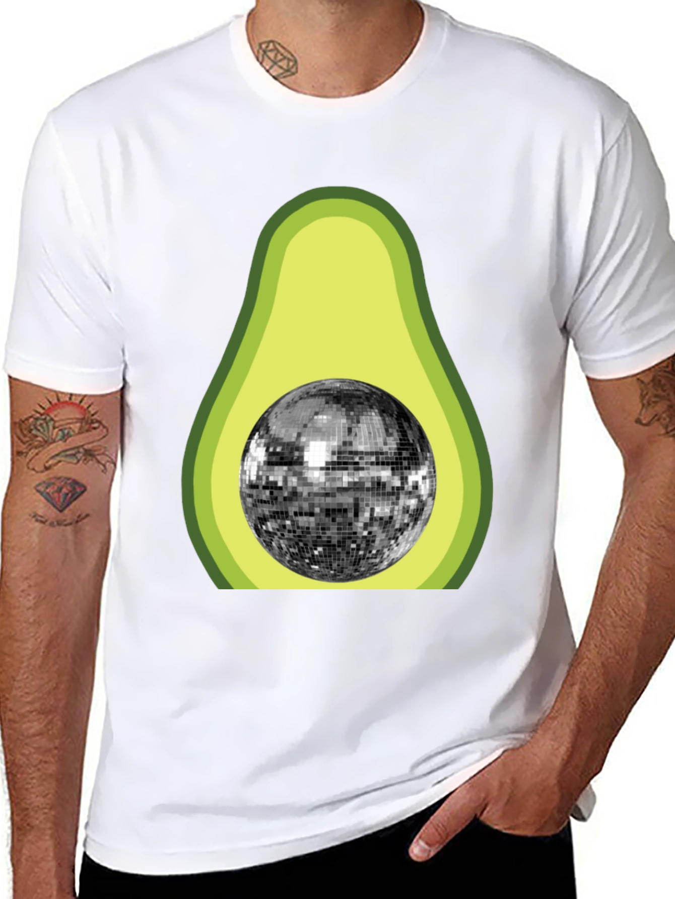 Black Avocado Disco Ball Graphic T-Shirt view 8