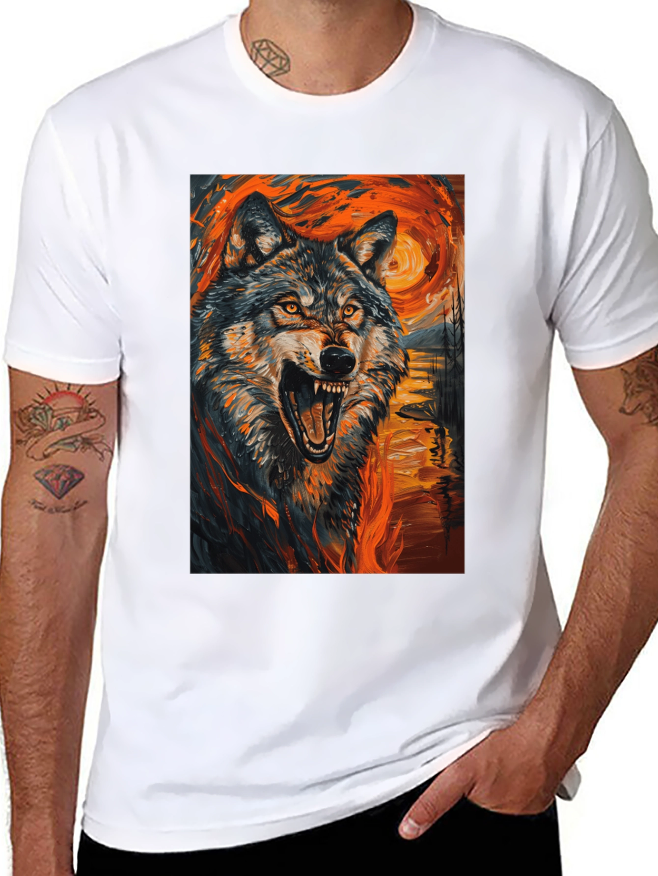 Black Wolf Art T-Shirt - Vibrant Graphic Tee view 8