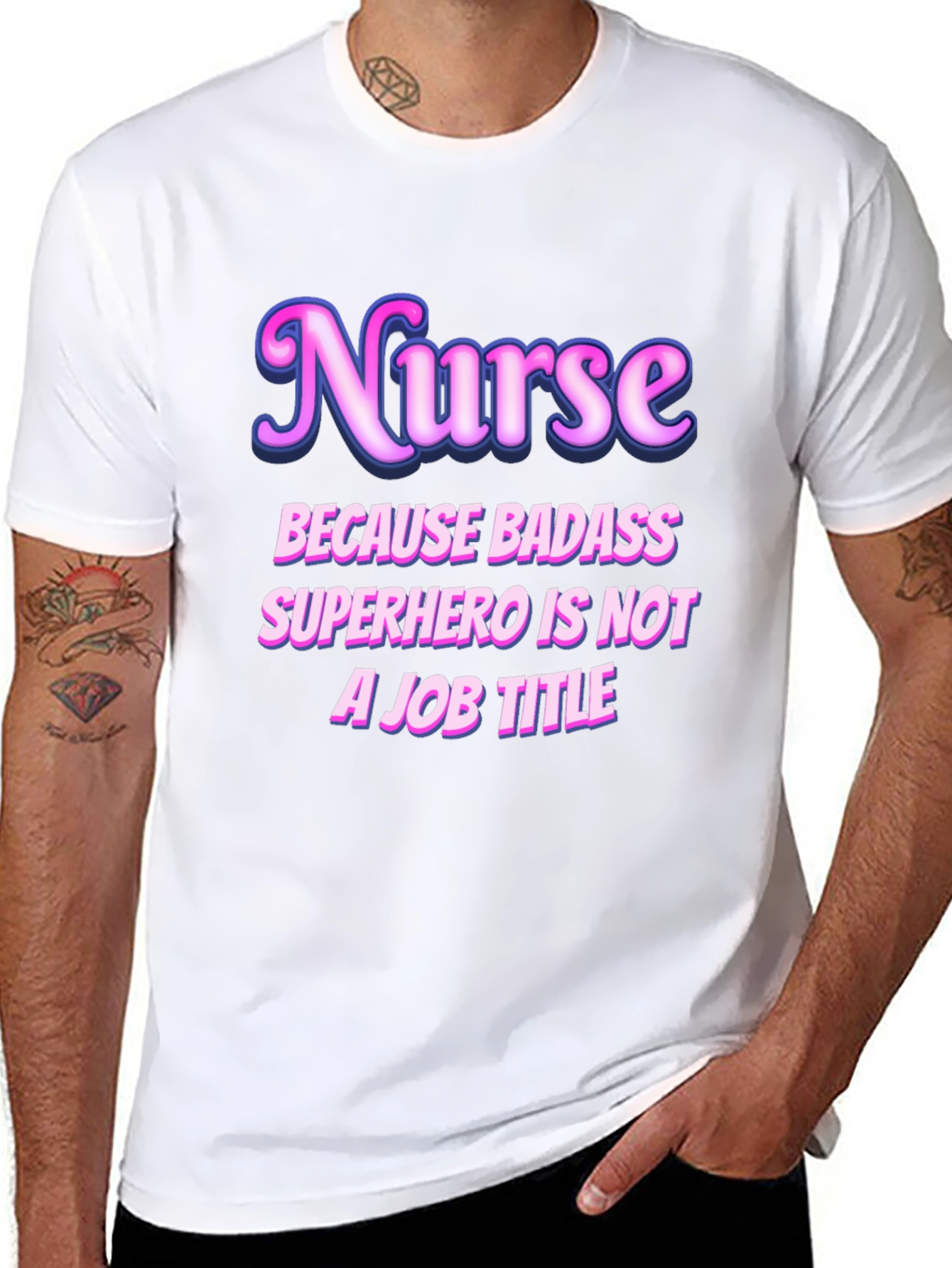 Black Nurse Badass Superhero Graphic T-Shirt view 8