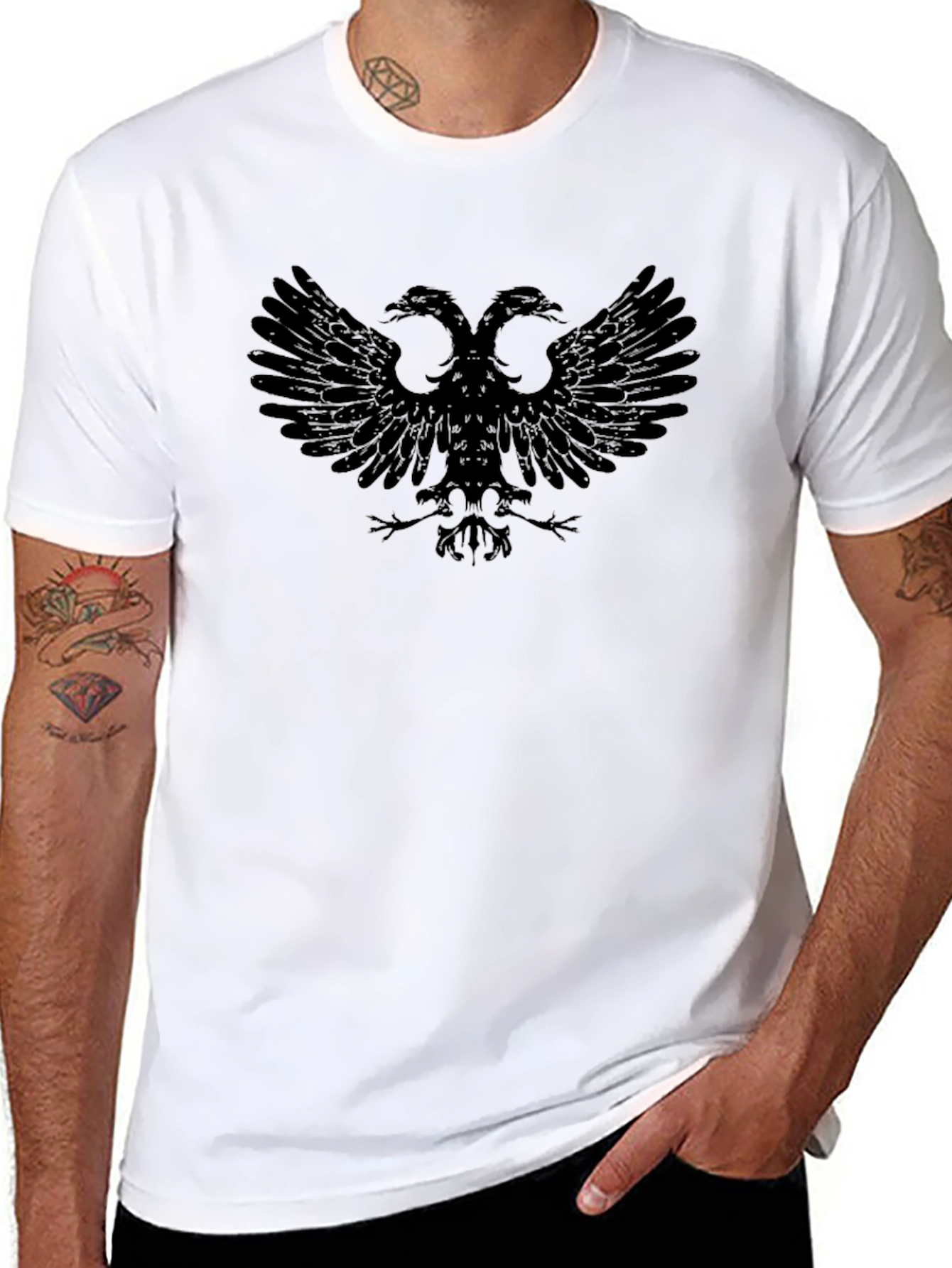 Black Albanian Eagle Graphic Tee - 8