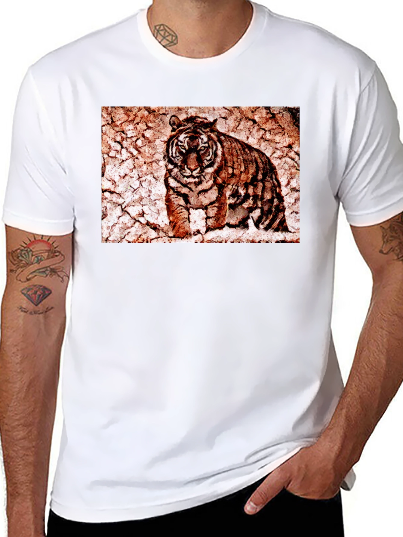 Black Tiger Graphic Tee - Distressed Print view 8