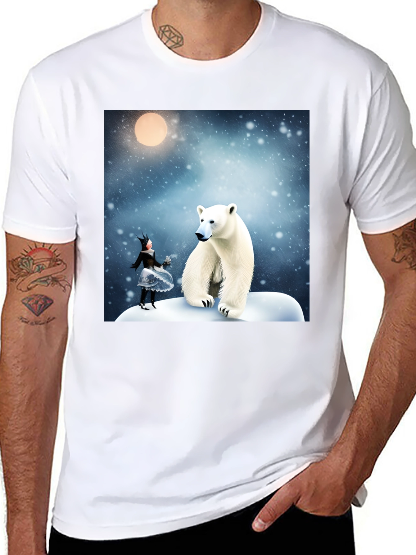 Black Winter Wonderland Polar Bear Graphic Tee view 8