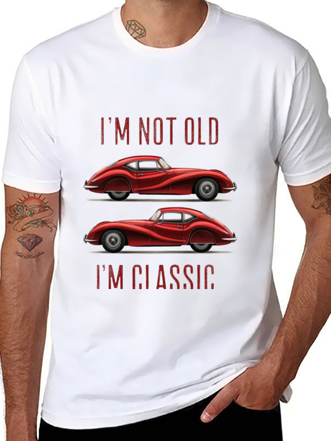 Black Classic Car T-Shirt - "I'm Not Old, I'm Classic" view 8