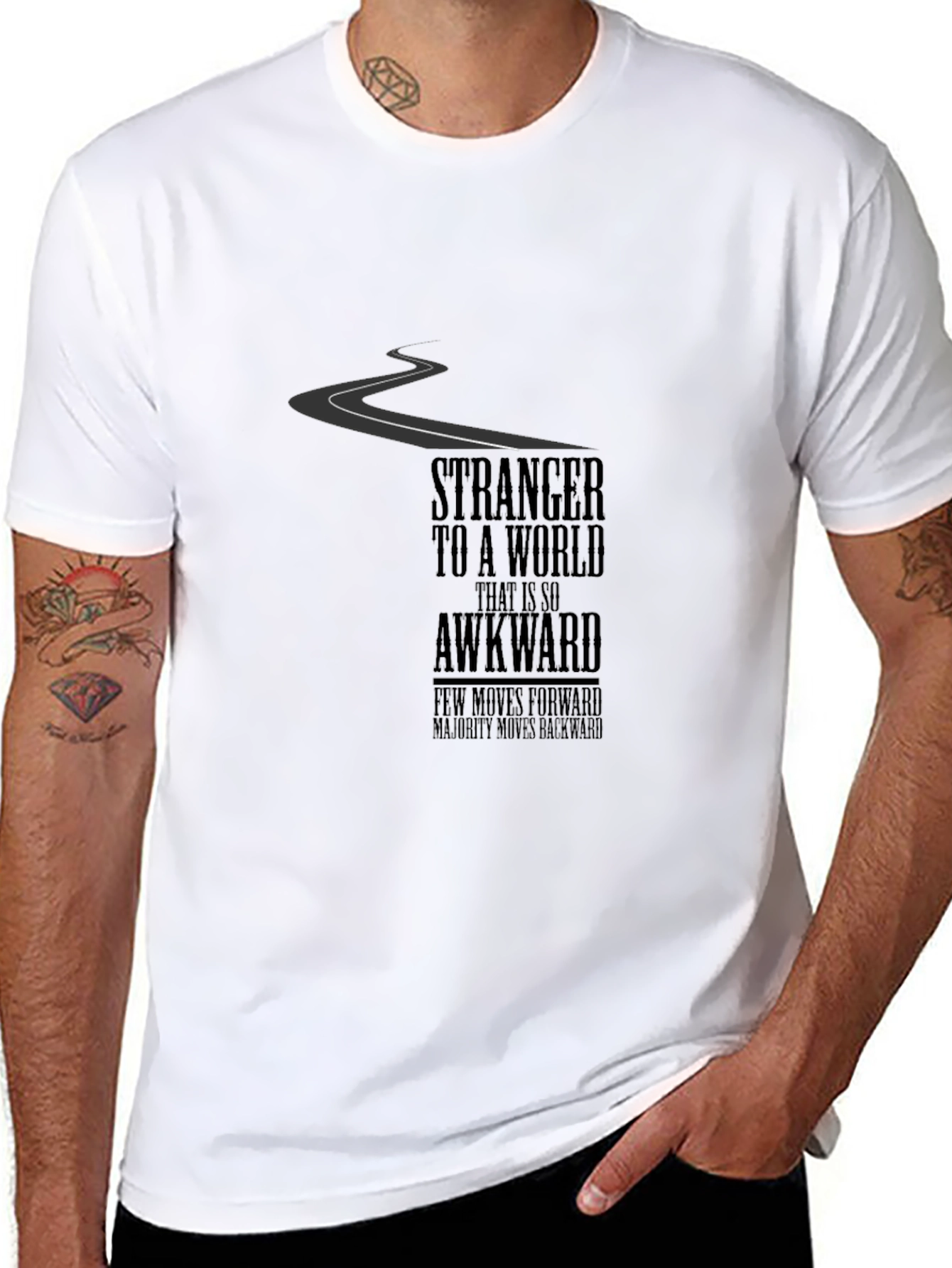 Black Stranger To A World Graphic T-Shirt view 8