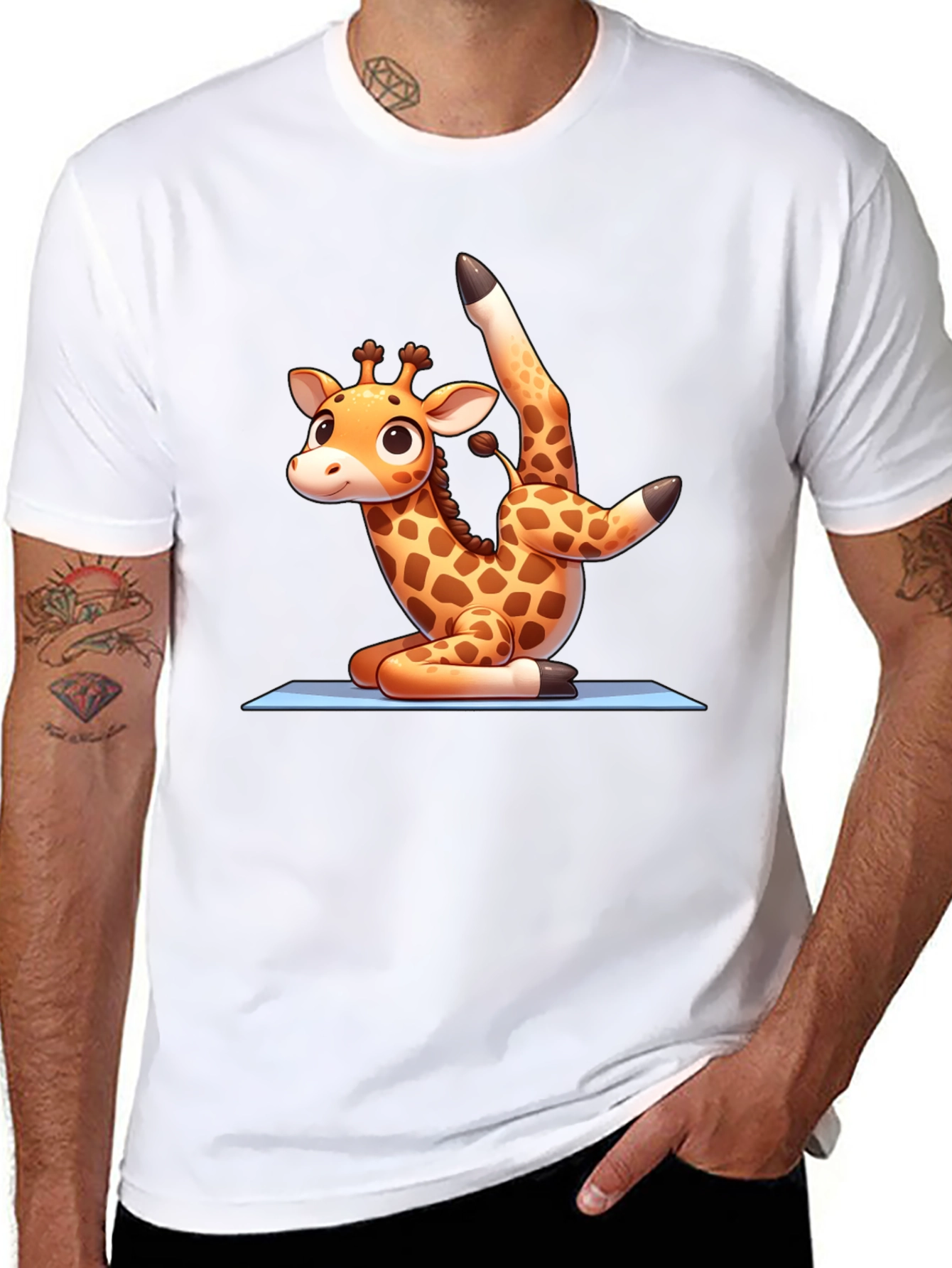 Black Yoga Giraffe T-Shirt view 8