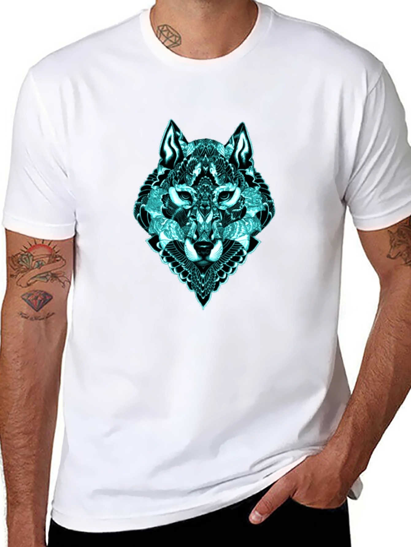 Black Mystic Wolf Graphic T-Shirt view 8