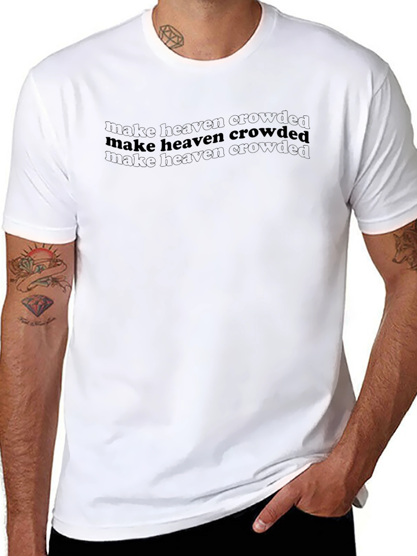 Black Make Heaven Crowded Black Graphic T-Shirt view 8