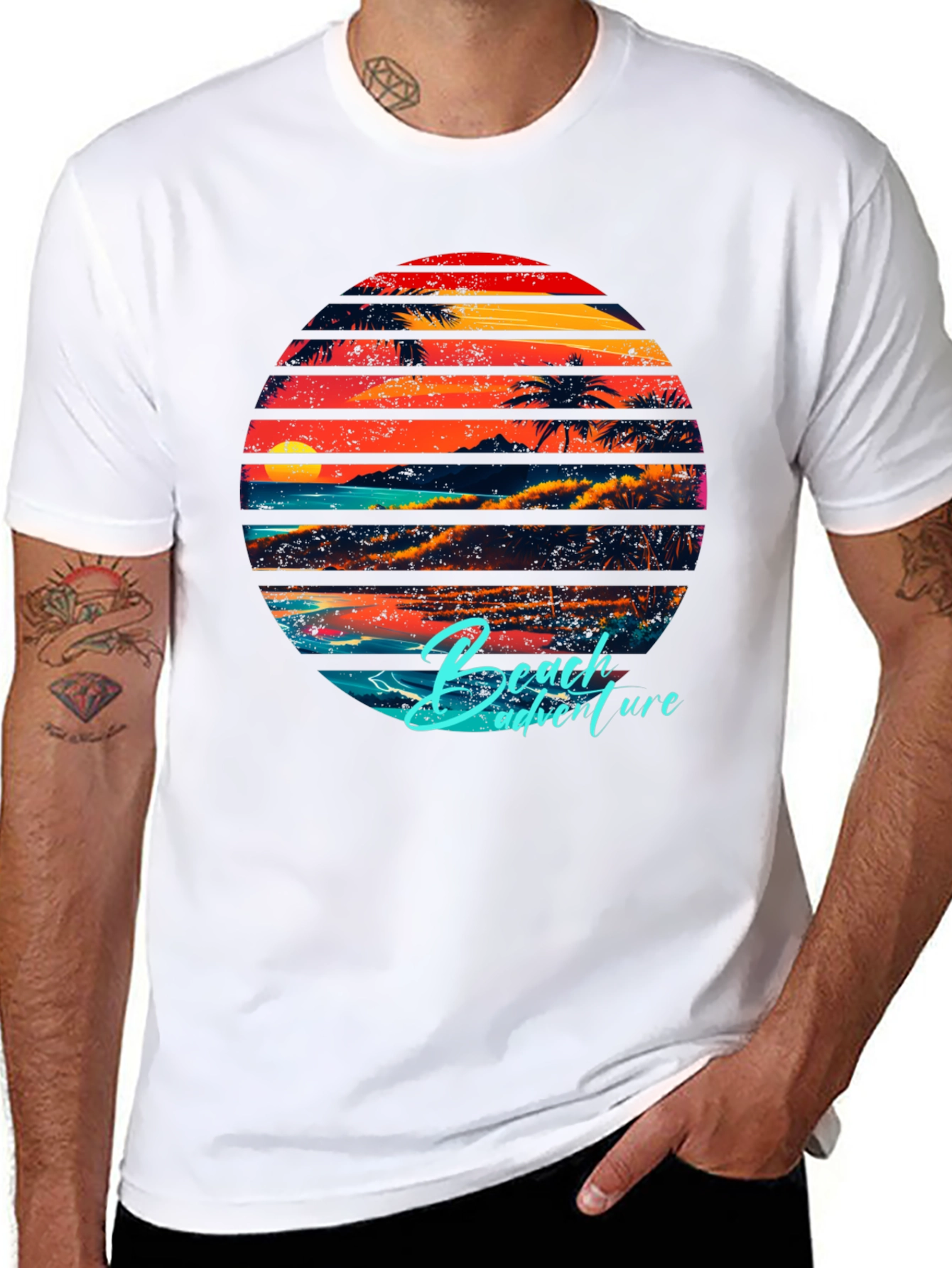 Black Retro Beach Adventure Graphic T-Shirt view 8