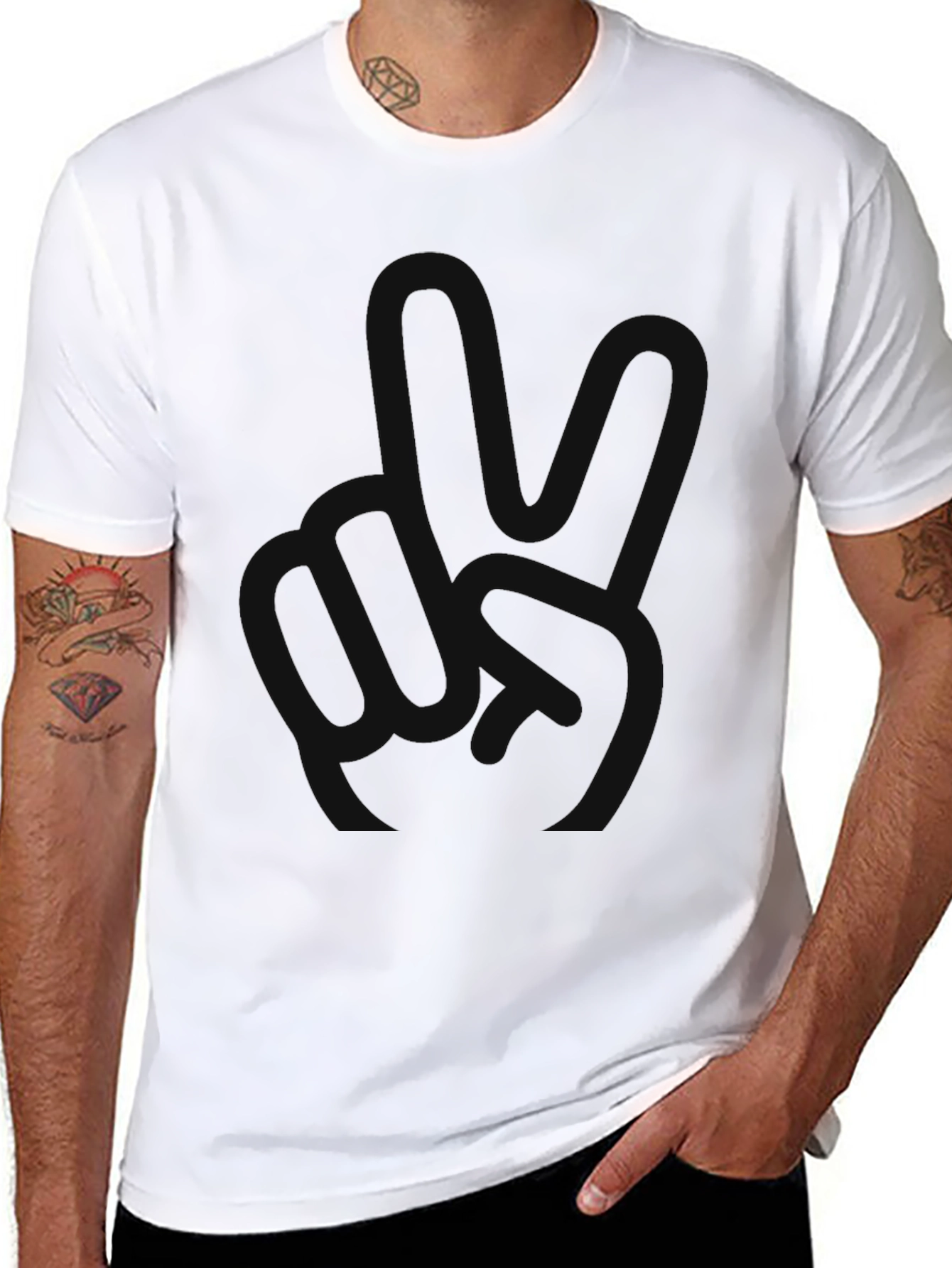 Black Men's Black Relaxed Fit Crew Neck T-Shirt view 8