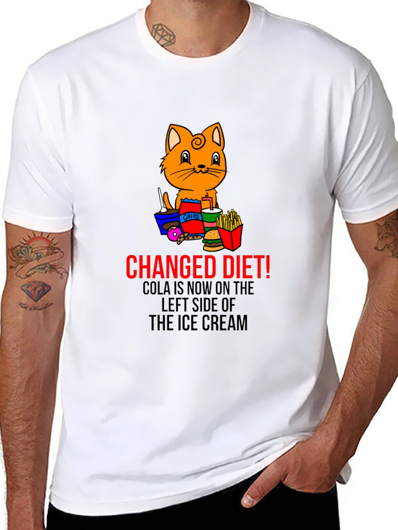 Black Changed Diet Cat T-Shirt view 8