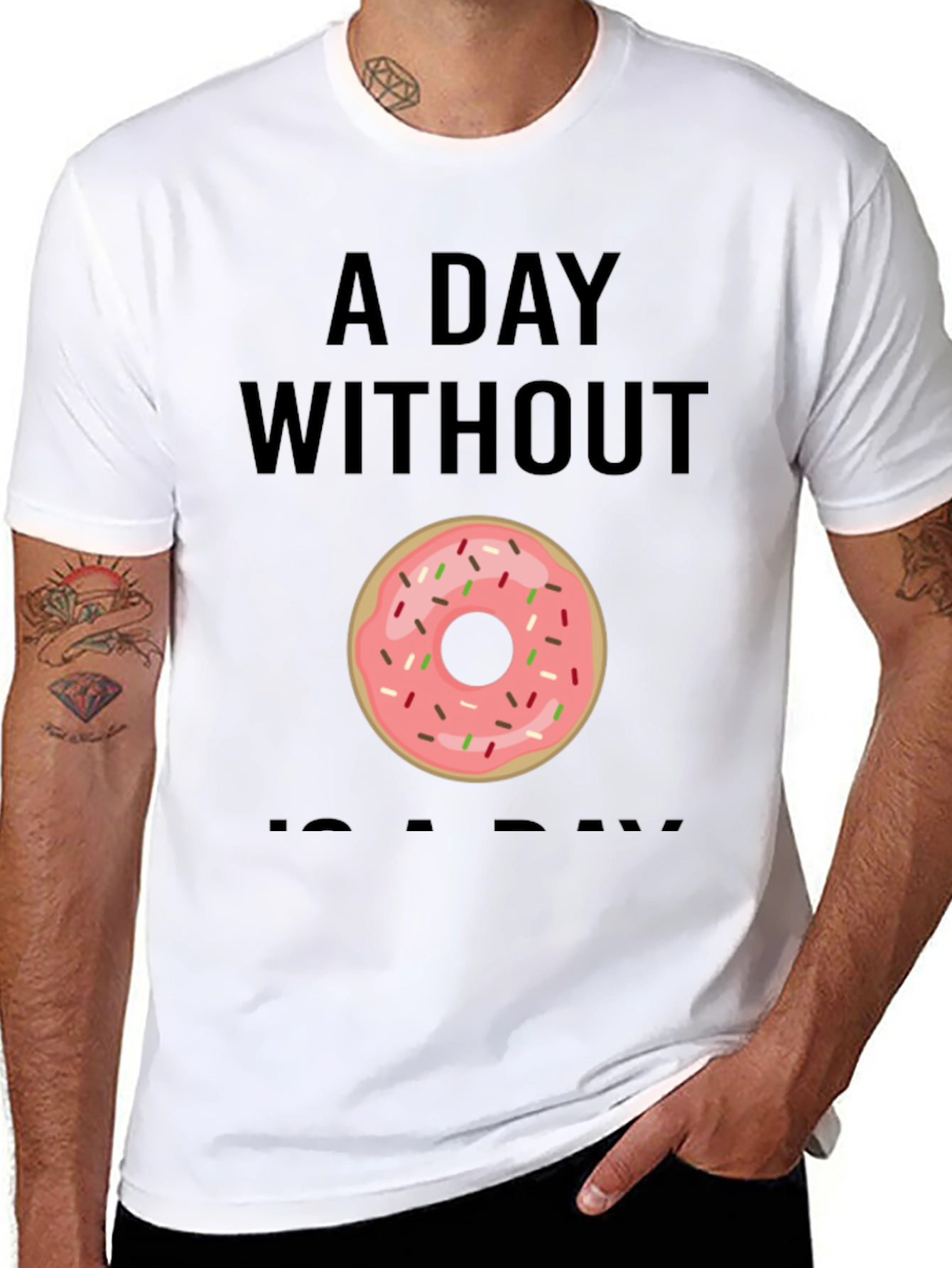 Black Donut Graphic T-Shirt - A Day Without Donuts view 8
