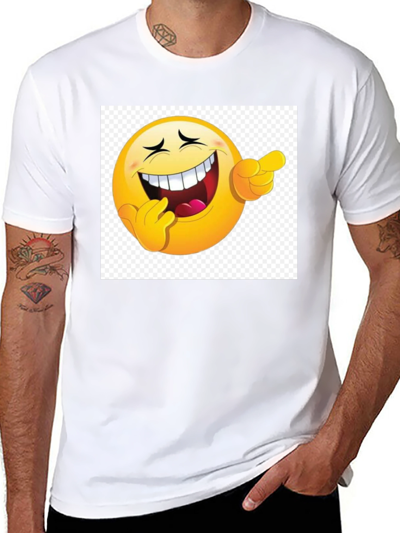 Black Laughing Emoji Graphic Black T-Shirt view 8