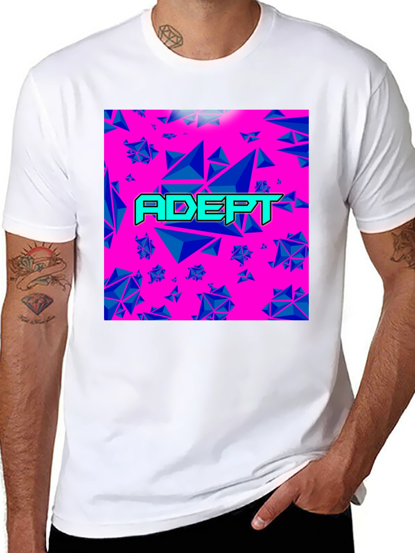 Black Adept Graphic Tee - Retro Geometric Design view 8
