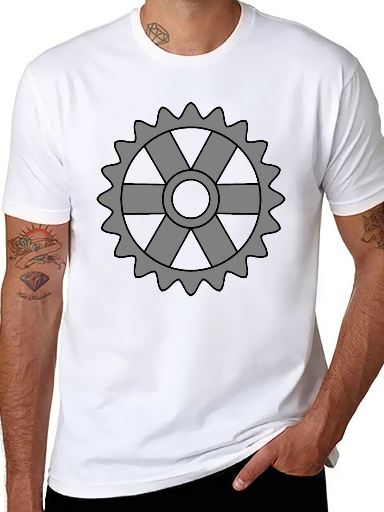 Black Cog Graphic Tee - Stylish Black Cotton T-Shirt view 8