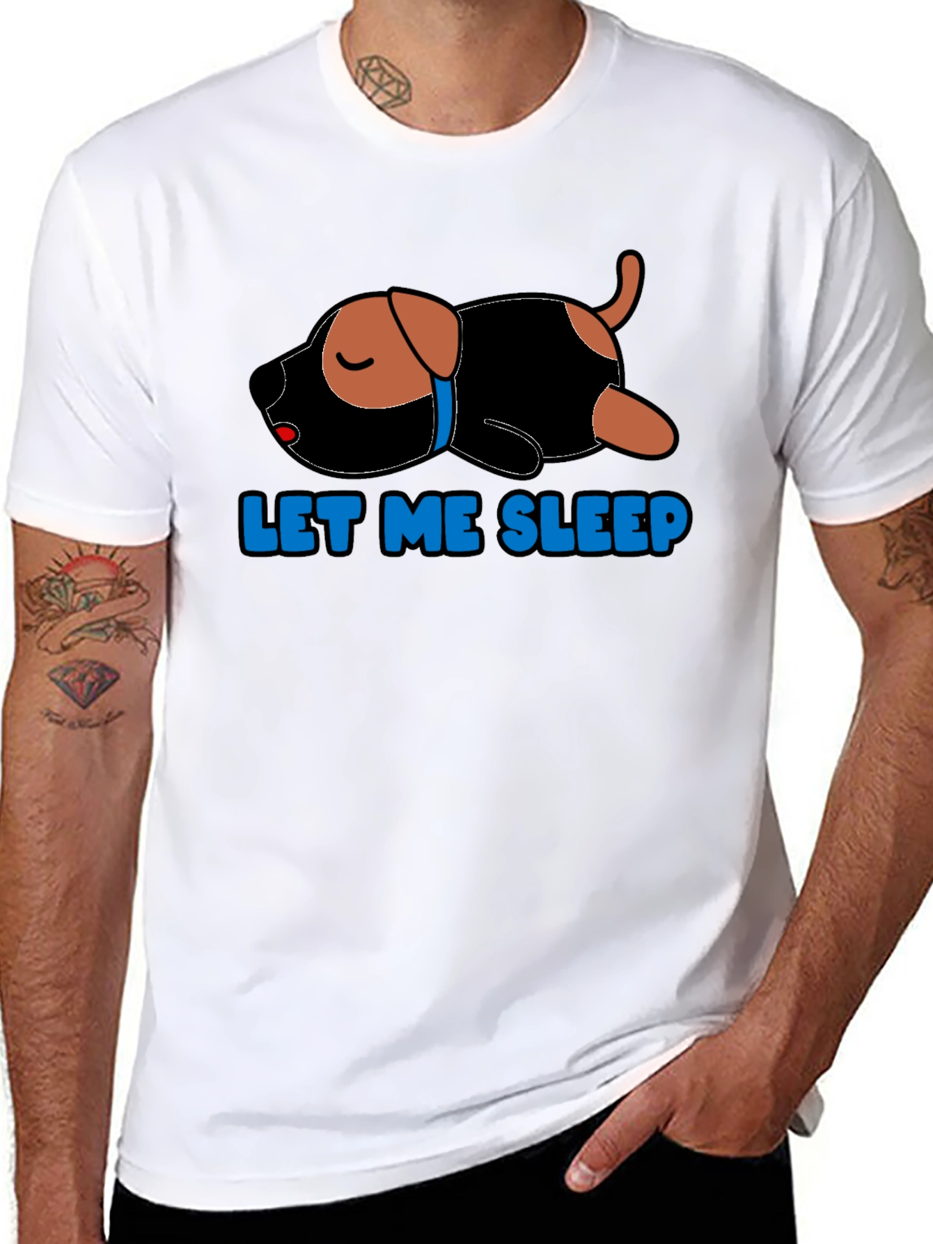 Black Let Me Sleep T-Shirt - Cute Dog Design view 8