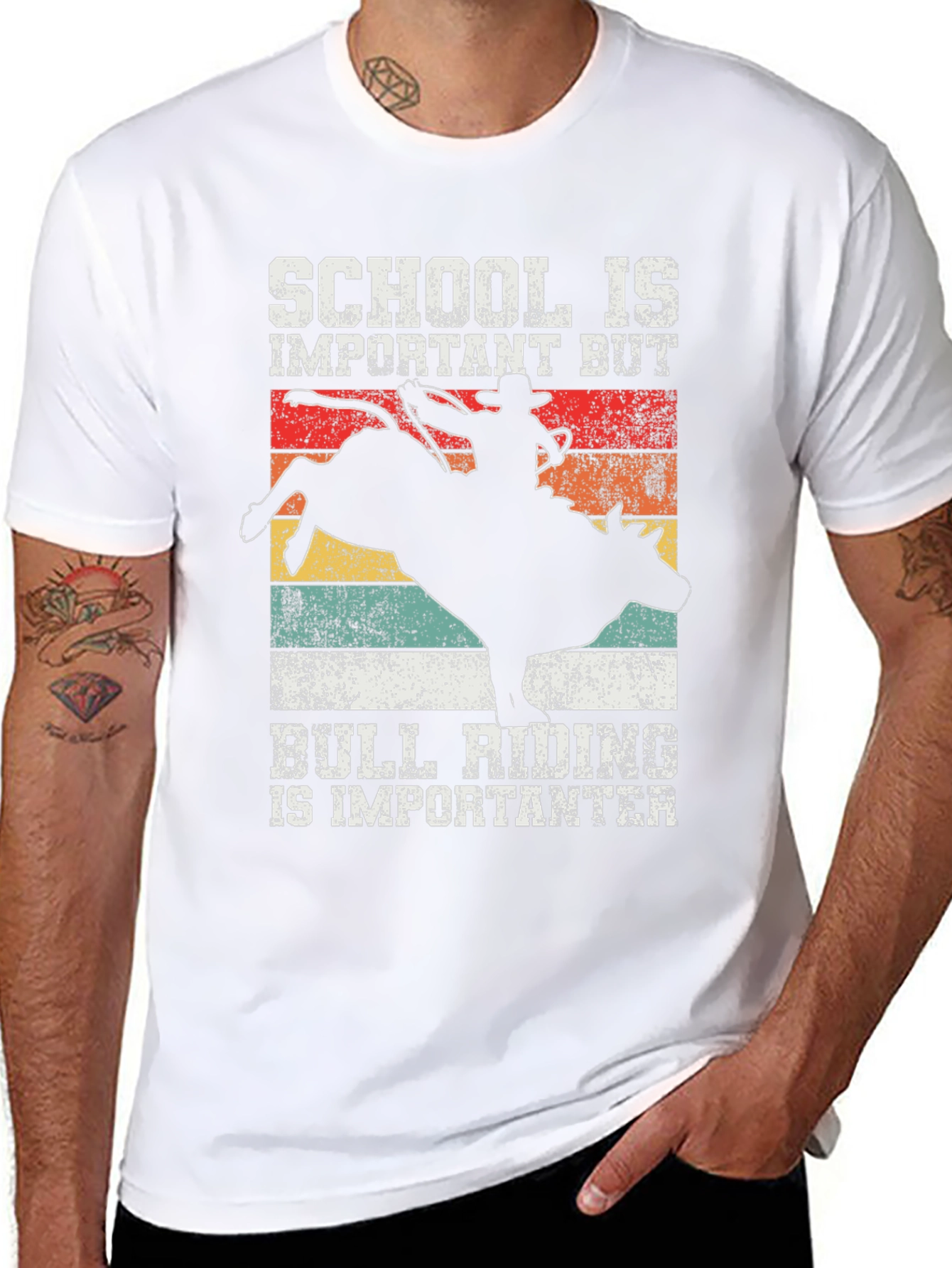 Black Bull Riding T-Shirt - School Is Important, But... view 8