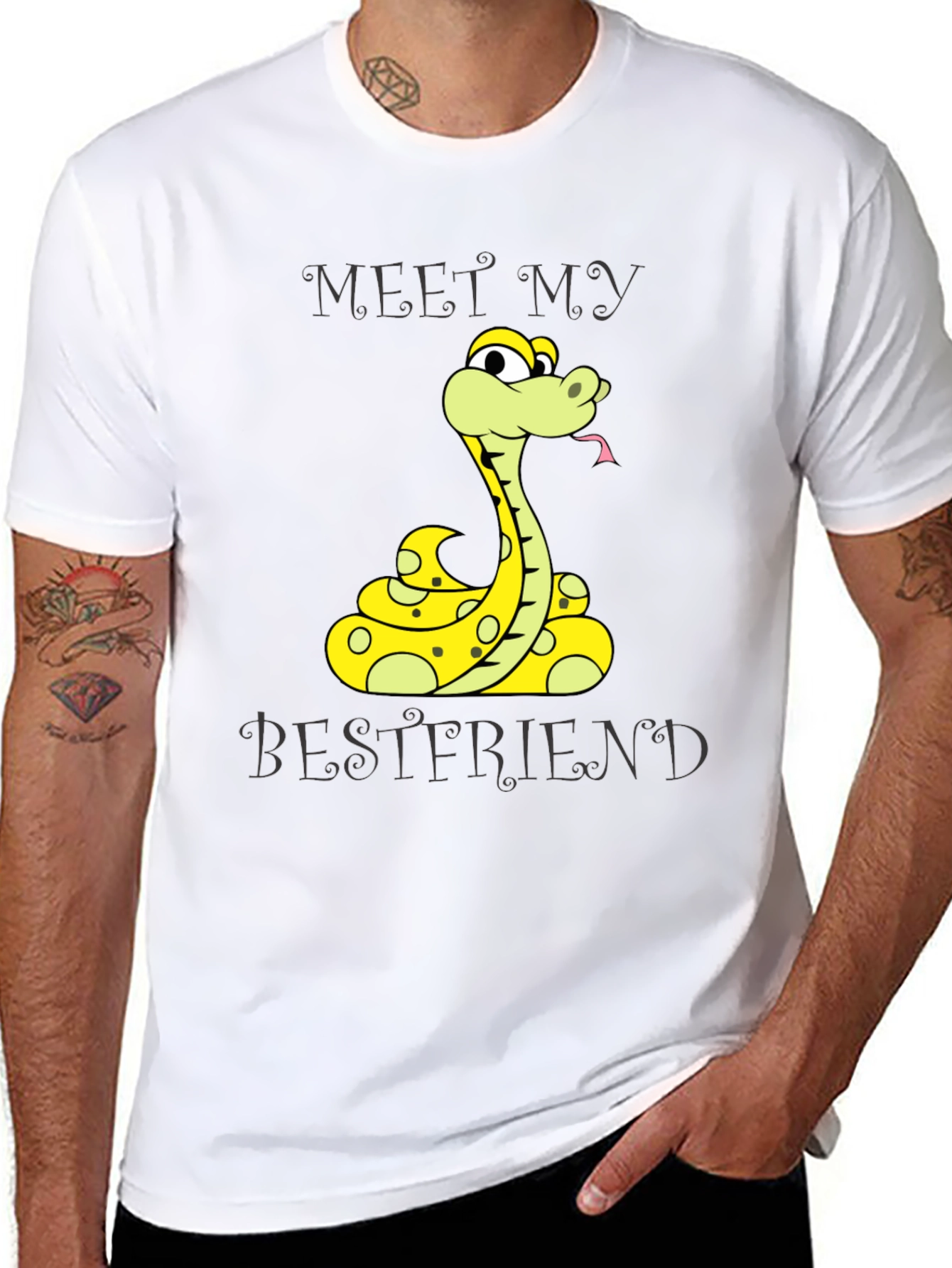 Black Meet My Bestfriend Snake Graphic T-Shirt view 8