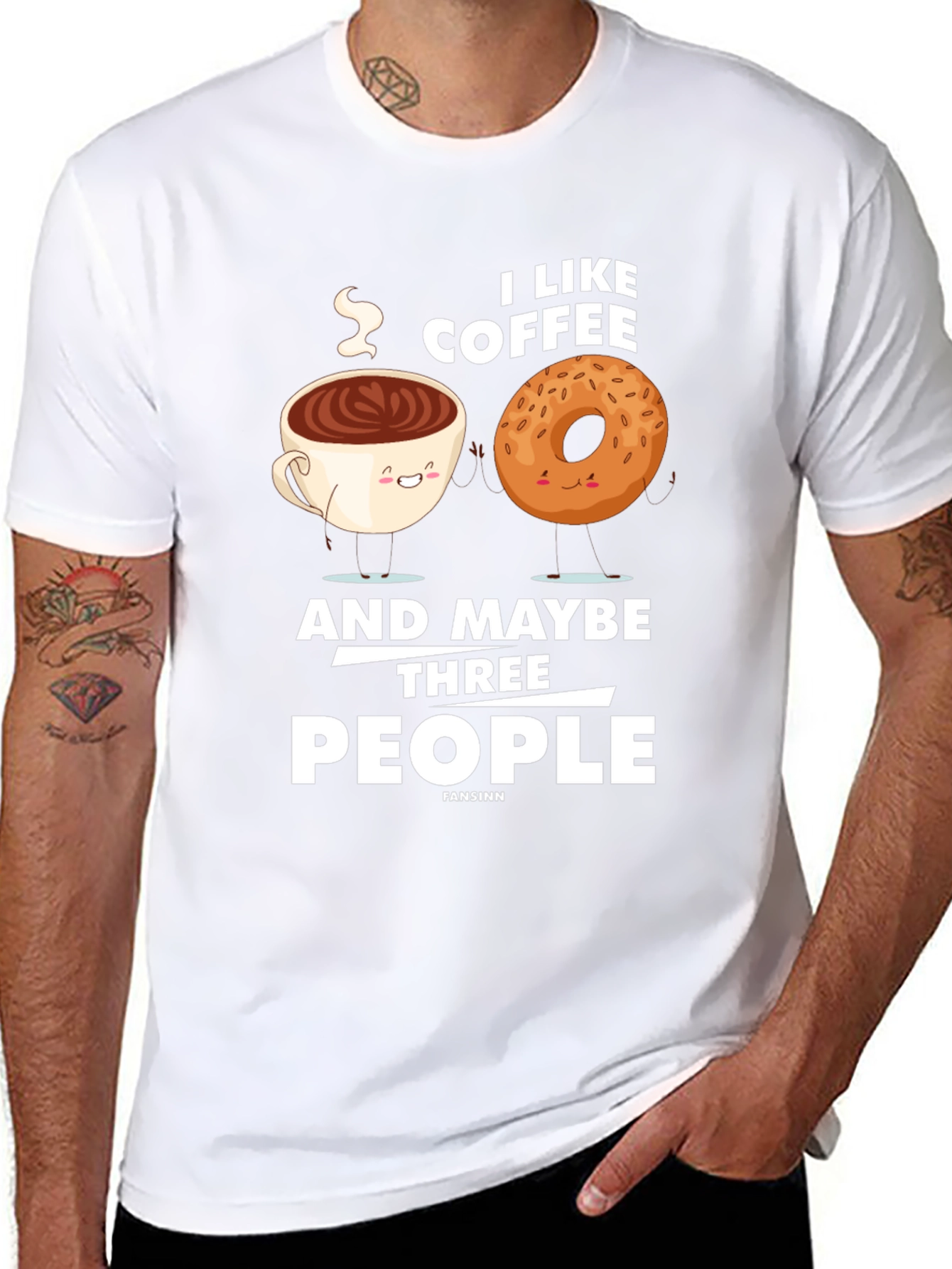 Black Funny Coffee & Donut Graphic T-Shirt view 8