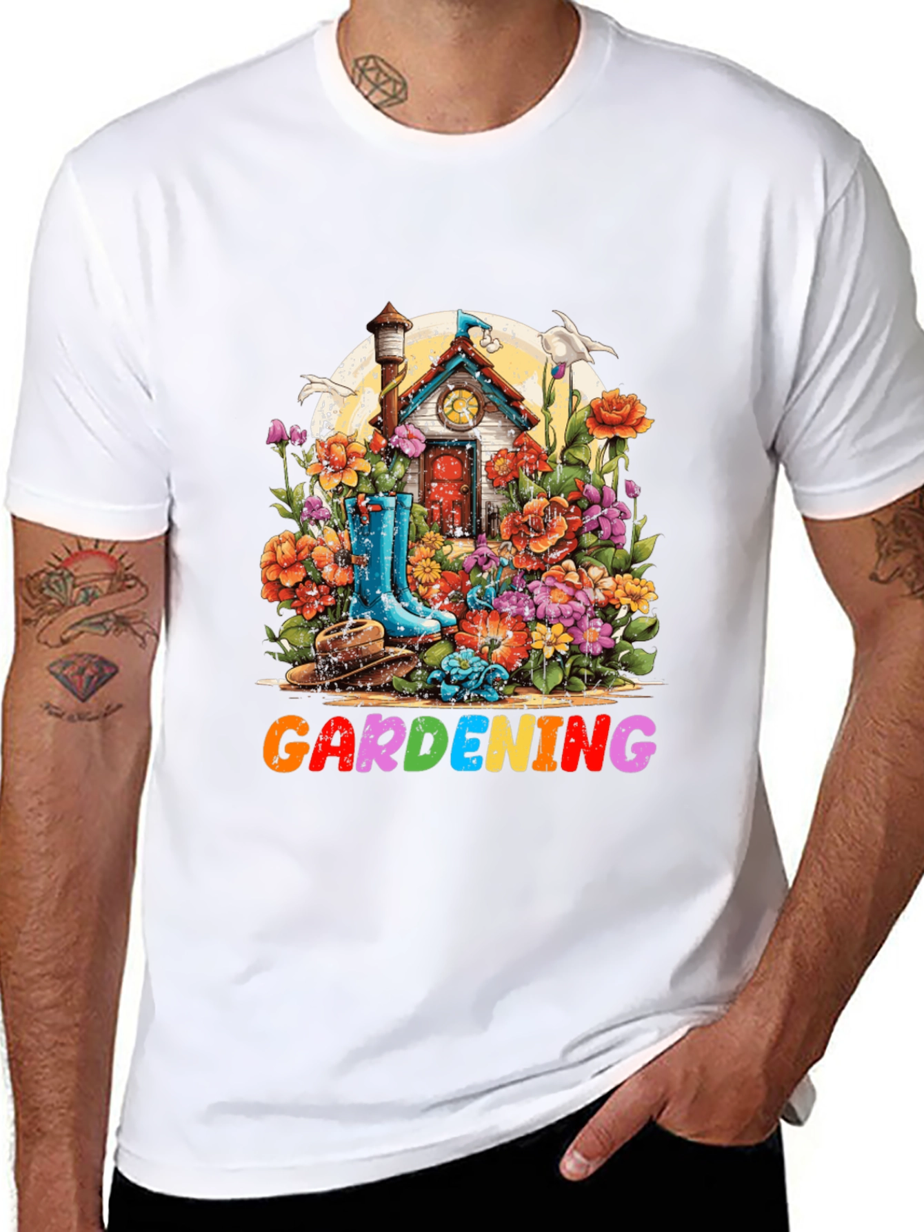 Gardening Graphic Tee - Colorful Floral Design - 8