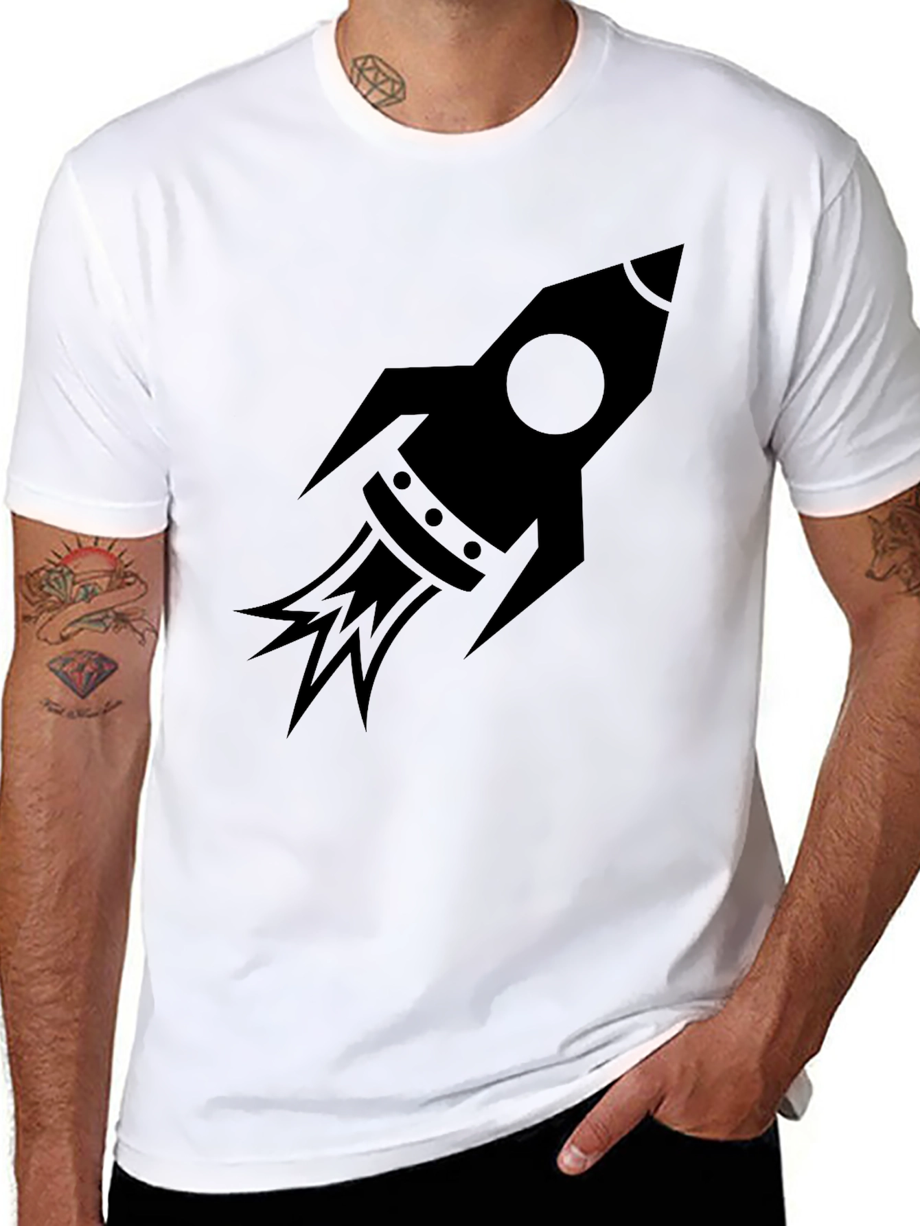 Black Rocket Graphic Tee - Black Cotton Blend view 8