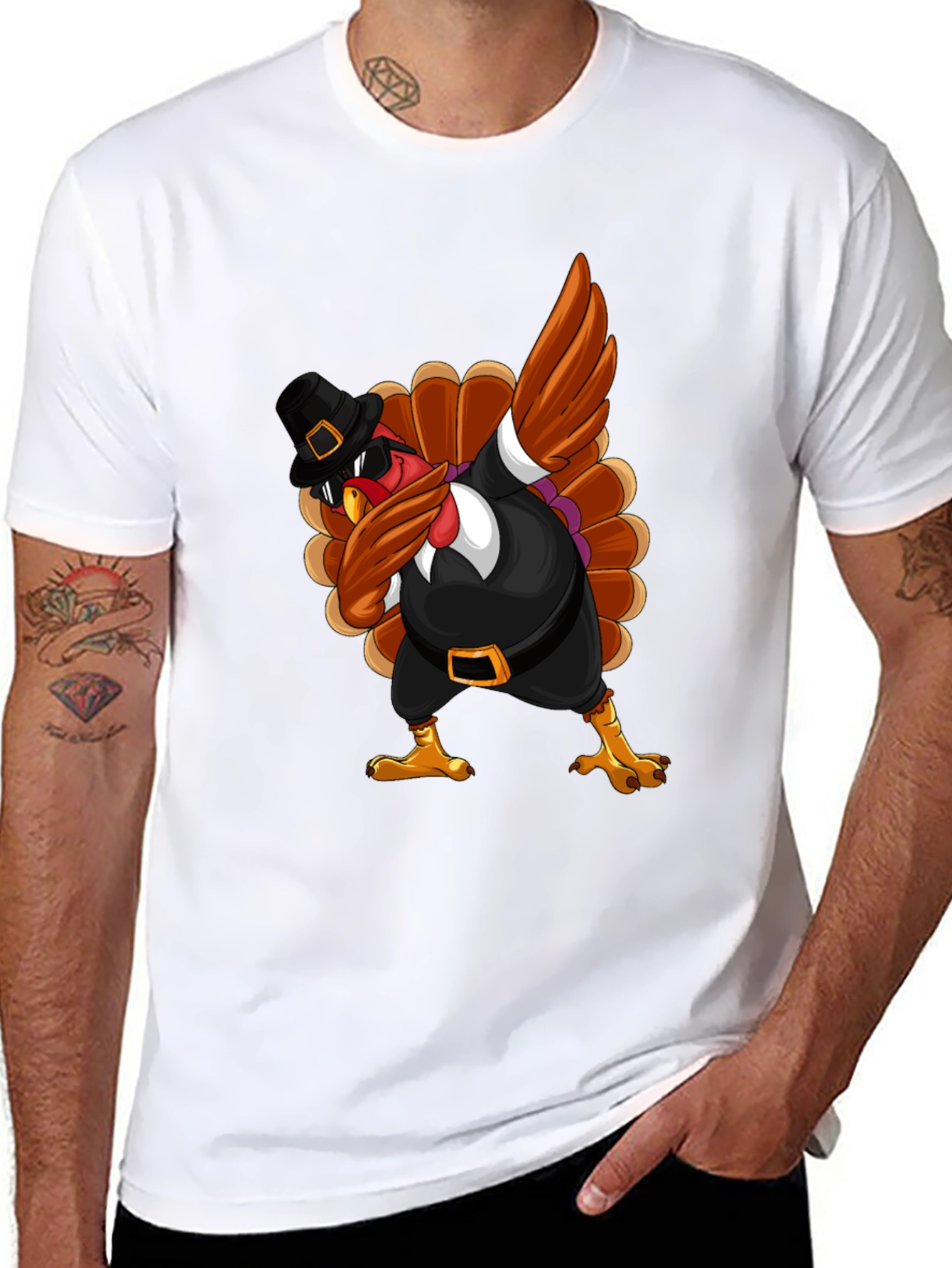 Thanksgiving Turkey Dabbing T-Shirt - 8