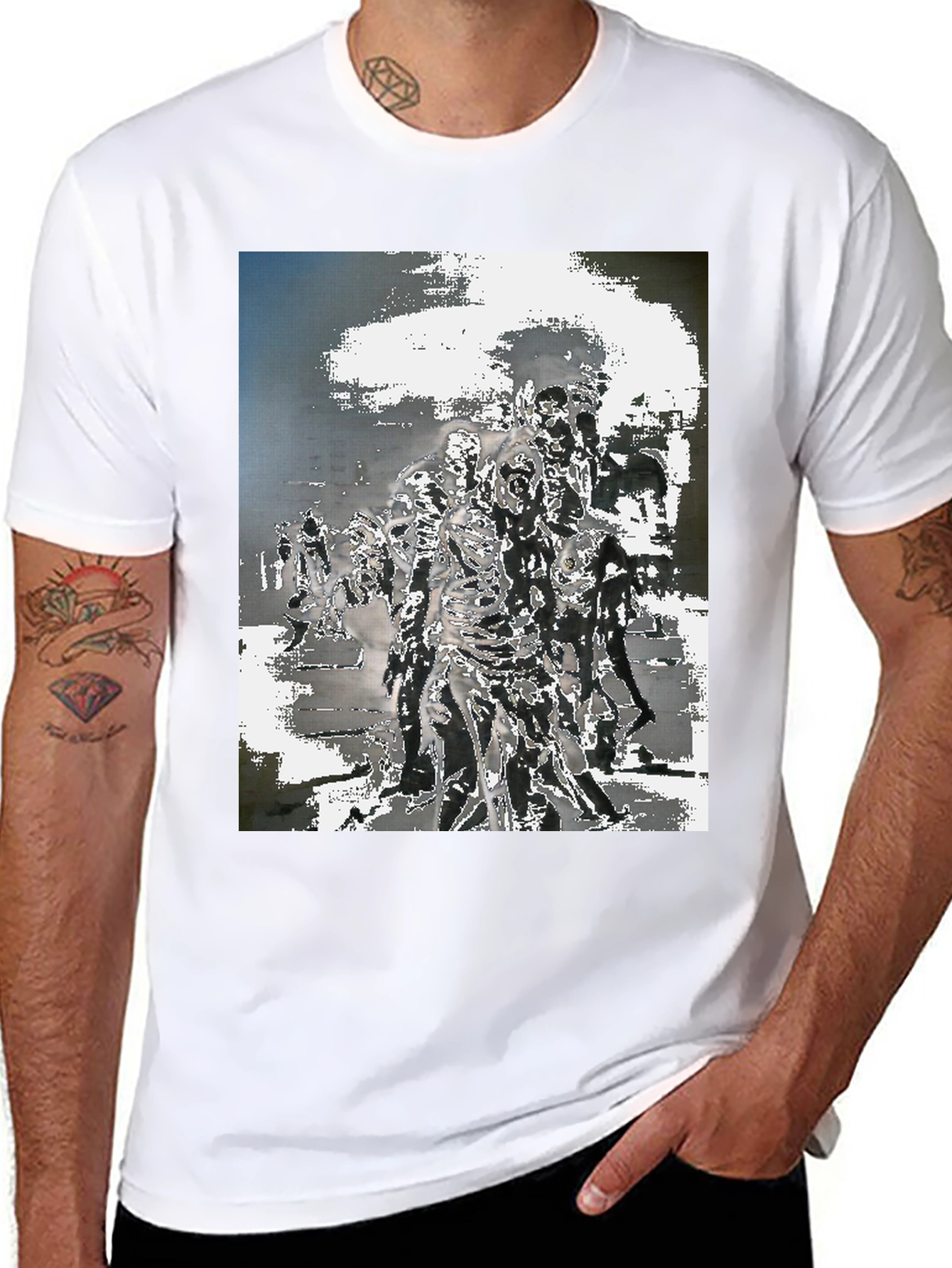 Black Zombie Horde Graphic Tee - Black Cotton T-Shirt view 8