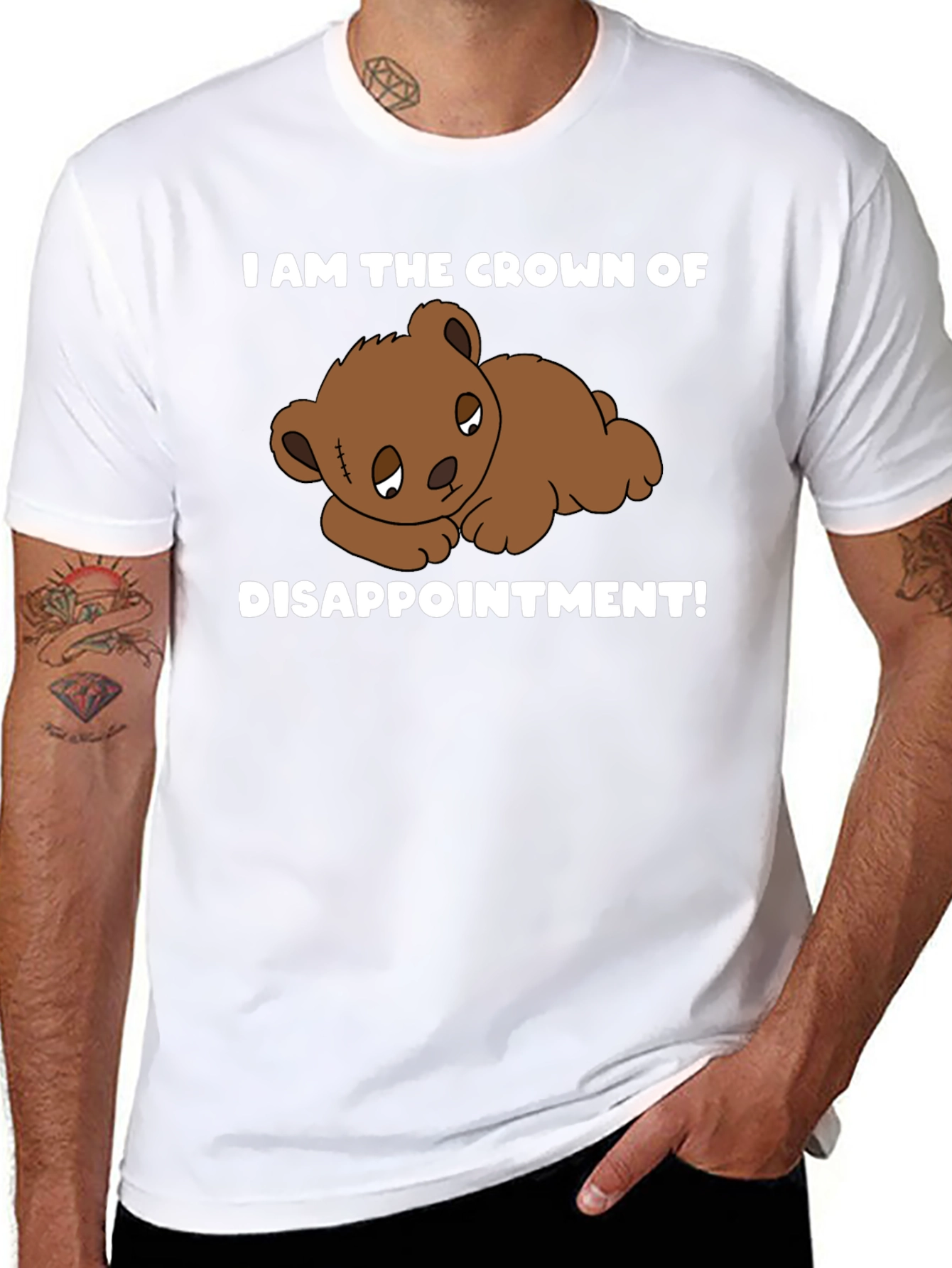 Black Crown of Disappointment T-Shirt - Sad Teddy Bear view 8