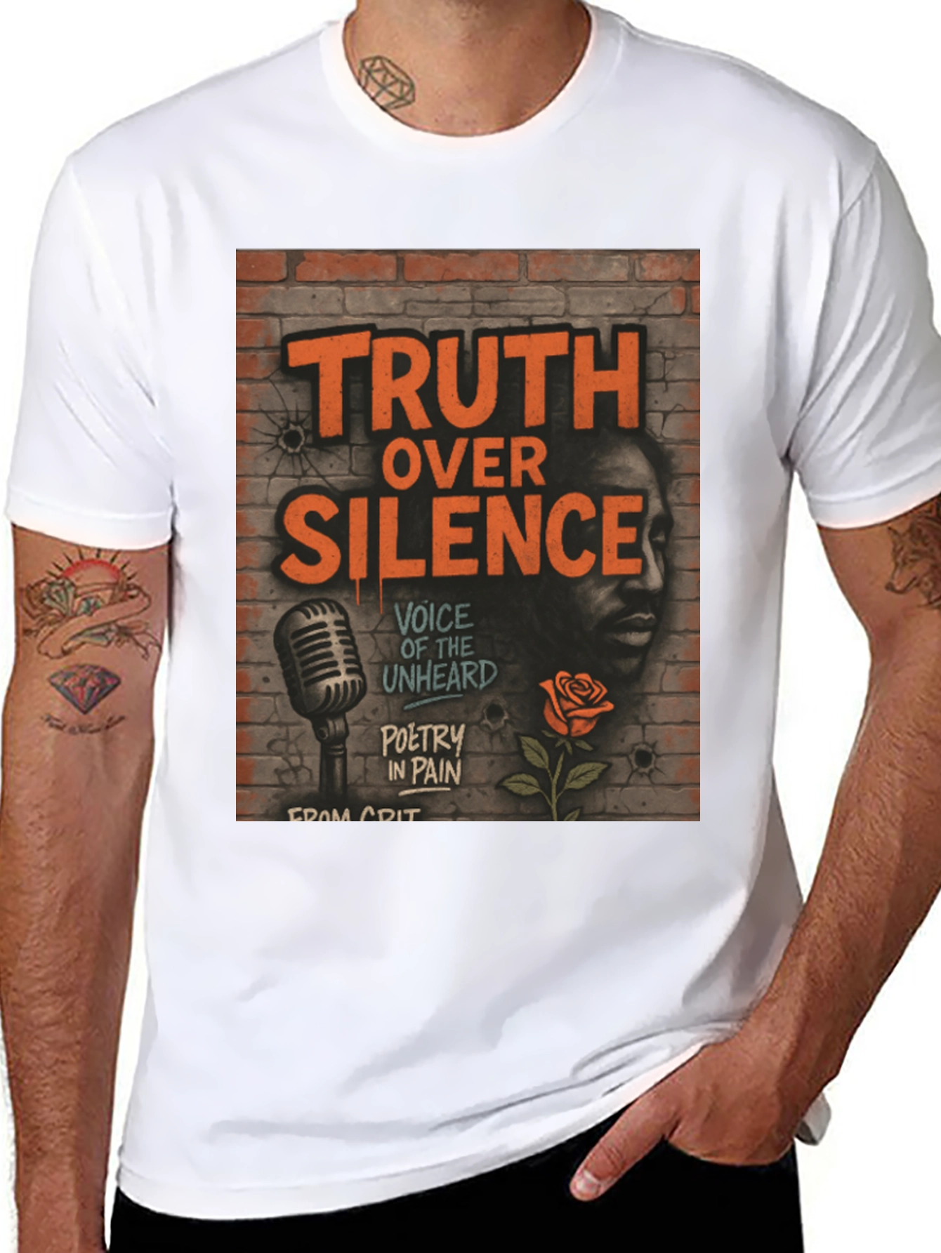 Black Truth Over Silence Graphic T-Shirt - Poetry in Pain view 8