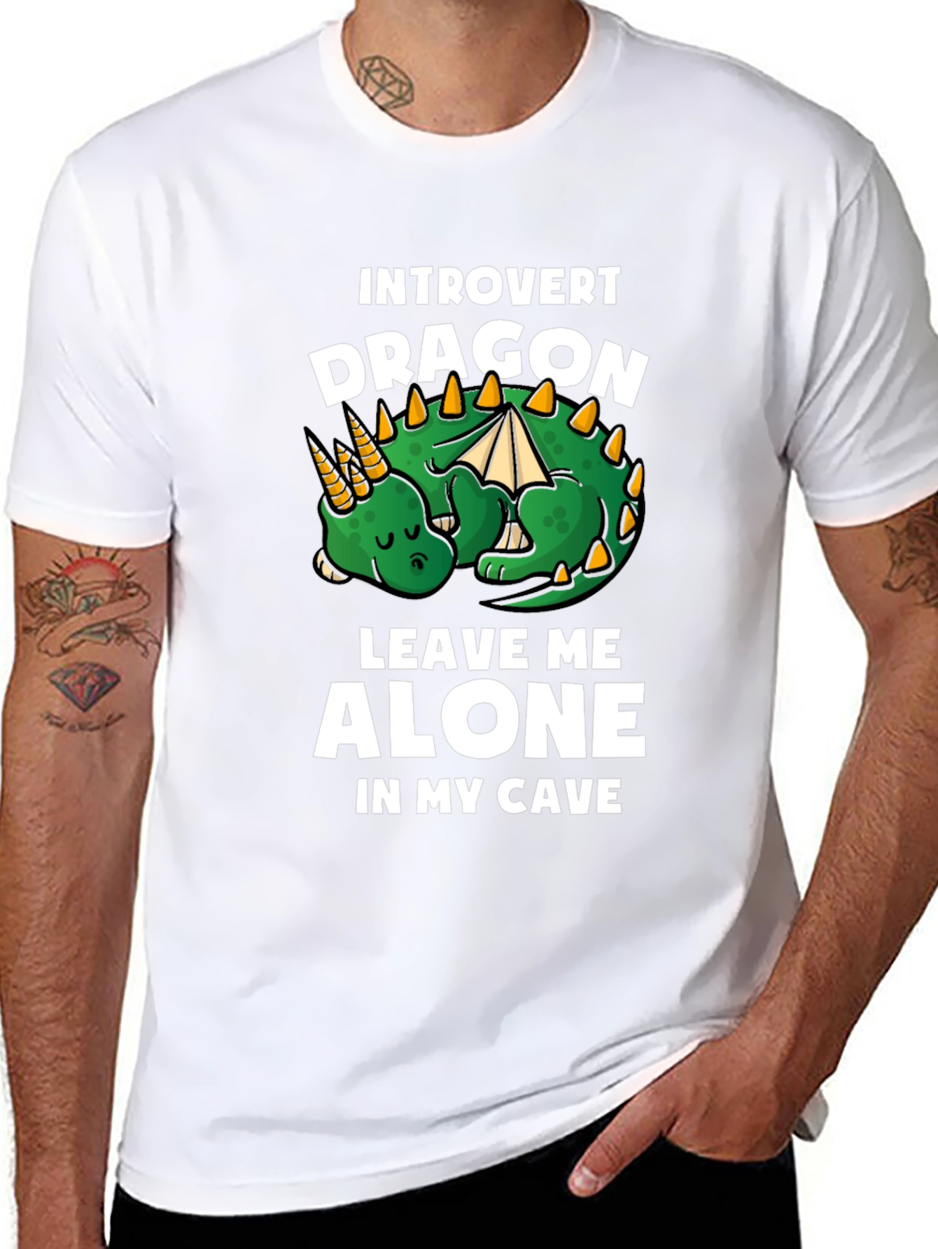 Black Introvert Dragon T-Shirt - Leave Me Alone view 8