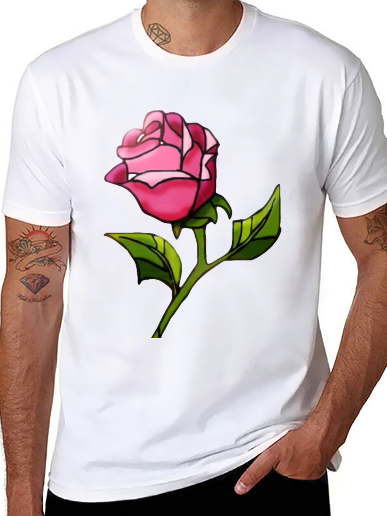 Black Rose Graphic Tee - Black Casual T-Shirt view 8