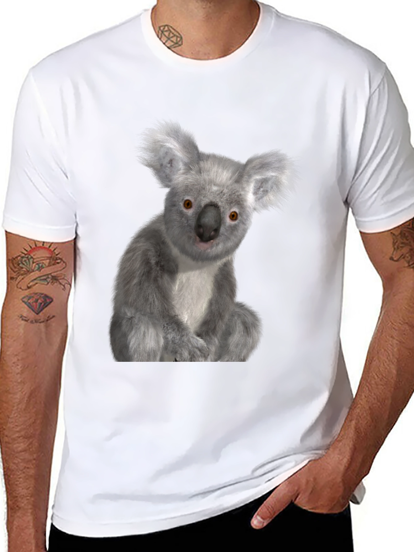 Black Koala Graphic Tee - Black Cotton Comfort view 8