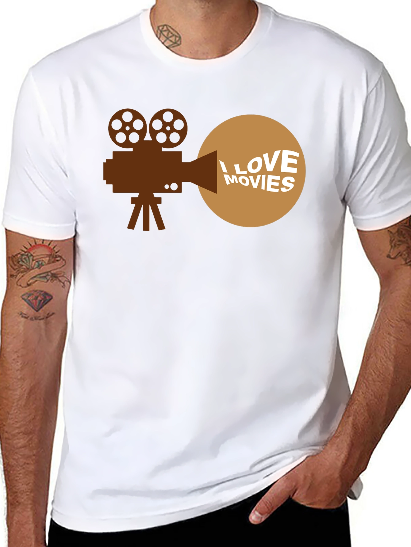 Black I Love Movies T-Shirt - Classic Film Fan Tee view 8