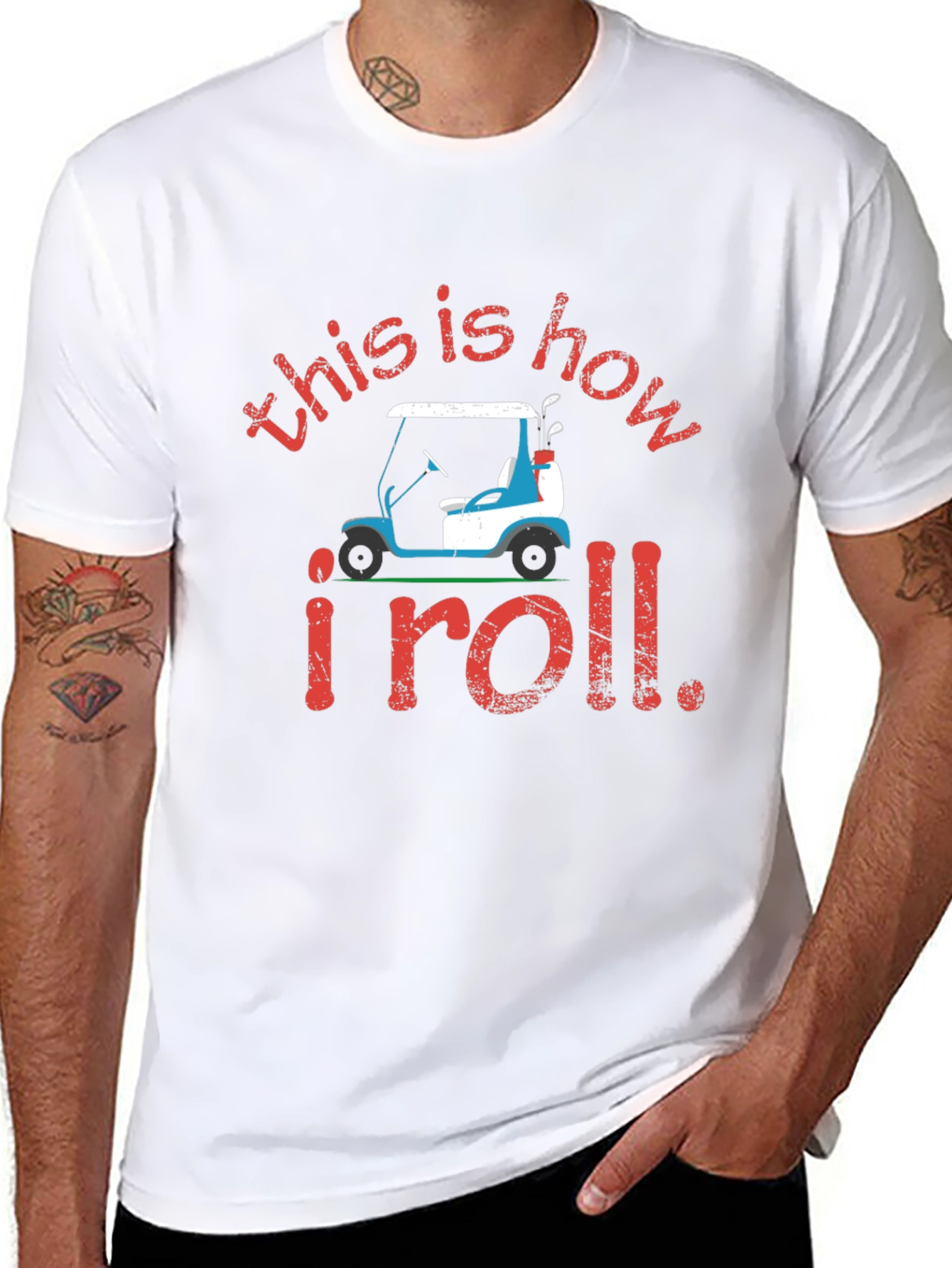 Black Golf Cart T-Shirt: This is How I Roll Tee view 8