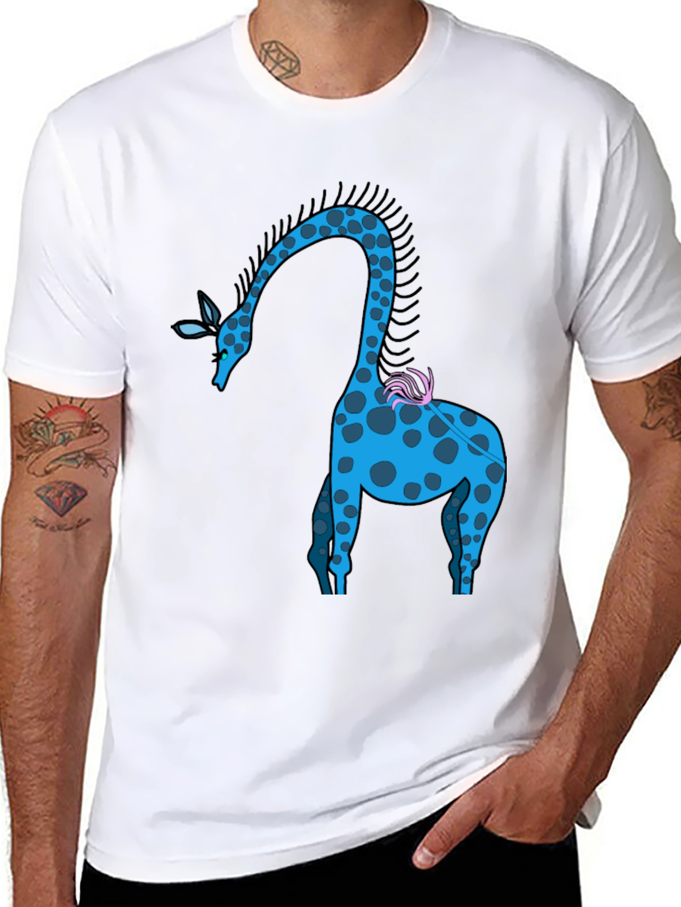 Black Cool Giraffe Graphic Tee - Stylish Casual Wear view 8