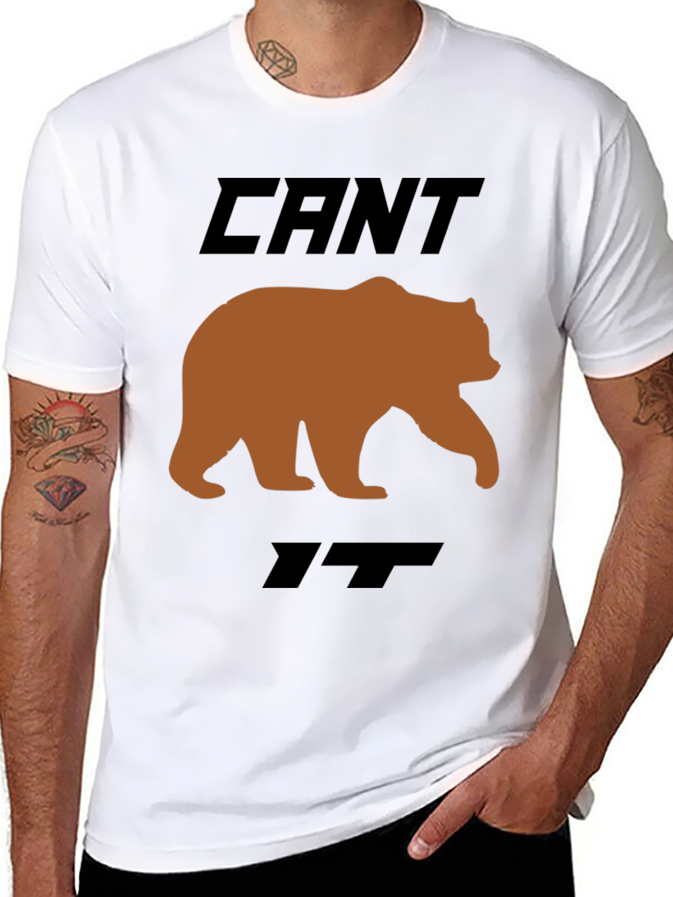 Black Can't Bear It Funny Graphic T-Shirt view 8