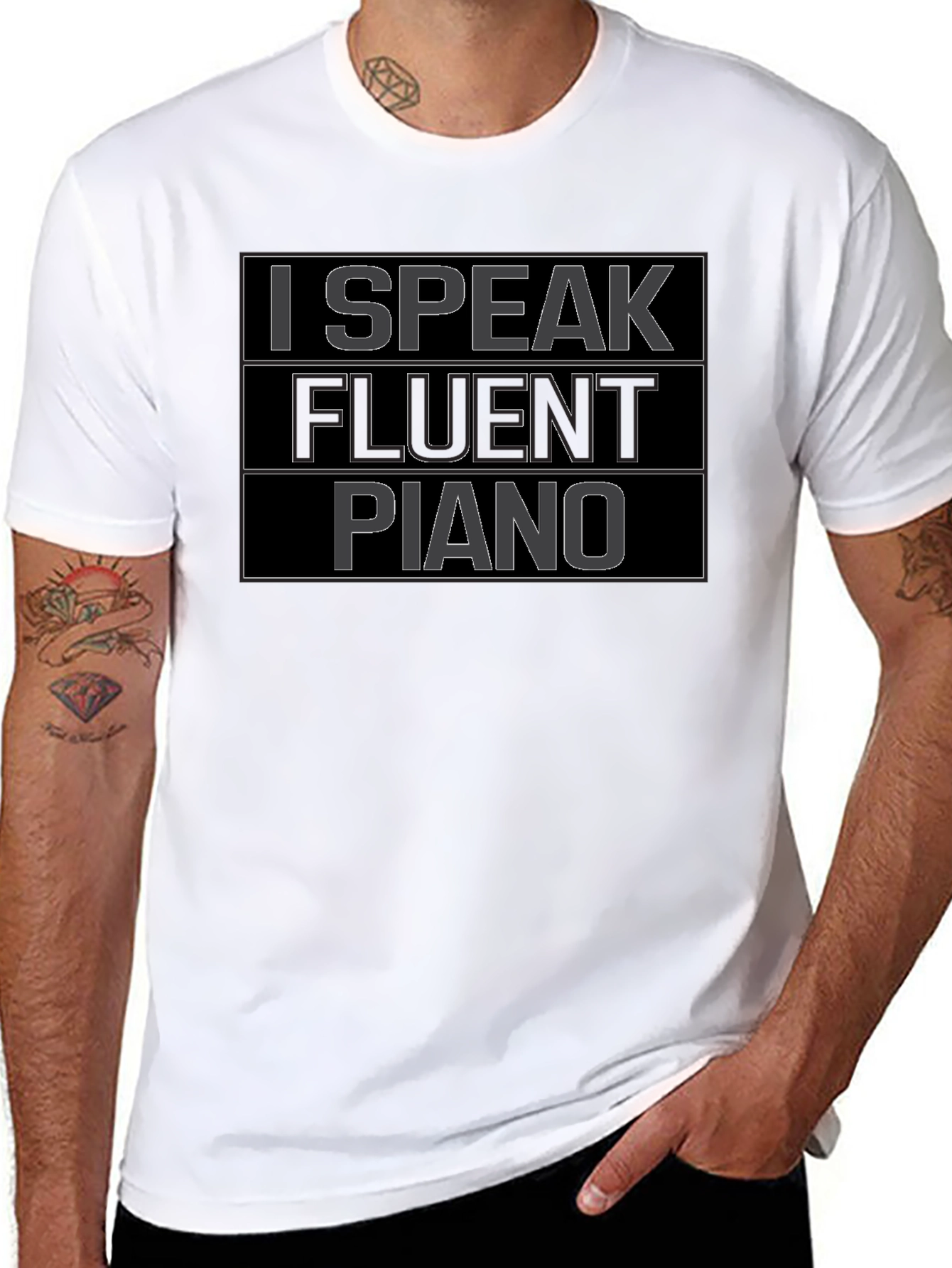 Black I Speak Fluent Piano T-Shirt - Musician Tee view 8