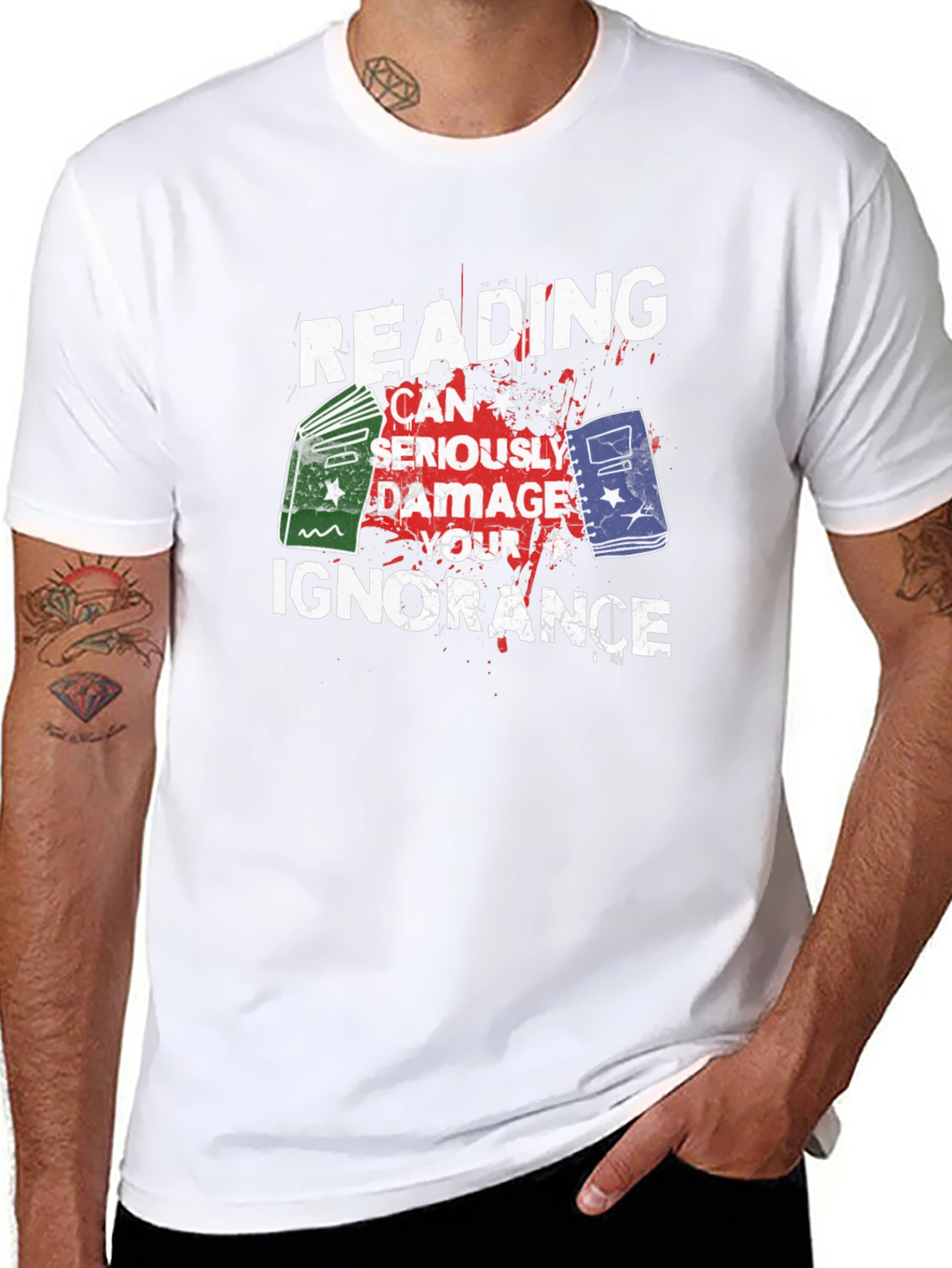 Black Reading Damage Ignorance Graphic Tee view 8