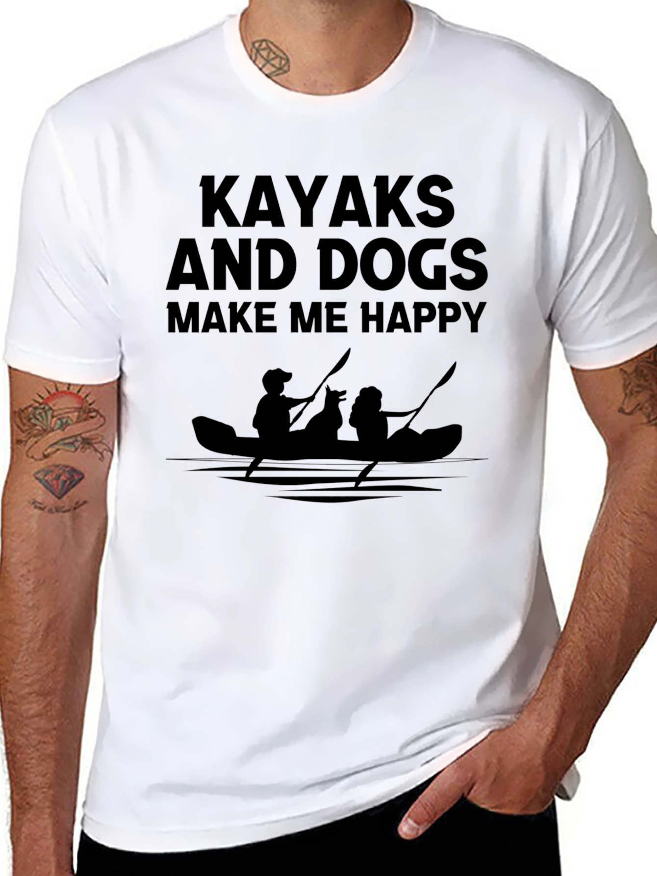 Kayaks and Dogs Graphic T-Shirt - Black - 8