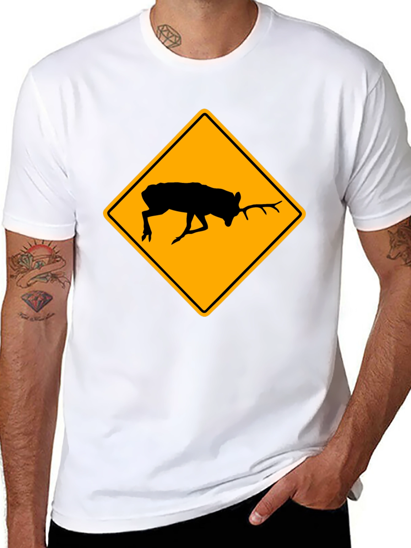 Black Elk Crossing T-Shirt: Caution Wildlife Tee view 8