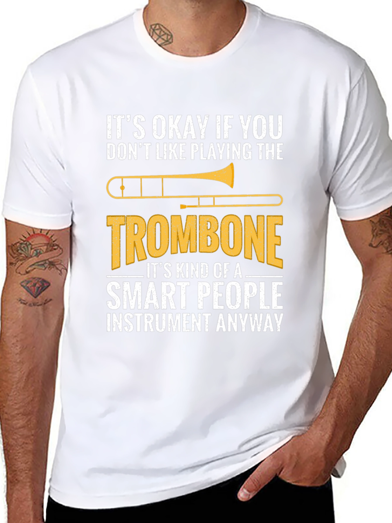 Black Smart People Trombone T-Shirt - Funny Musician Tee view 8