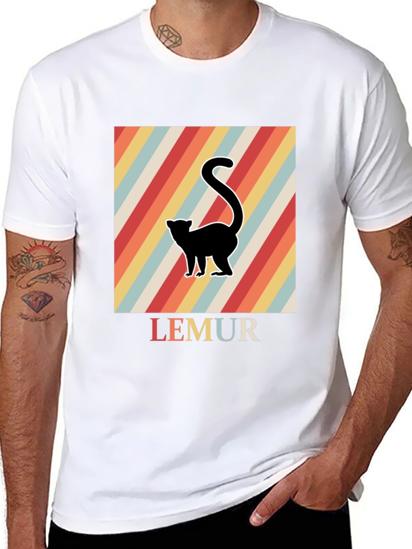 Black Retro Lemur Graphic Tee view 8