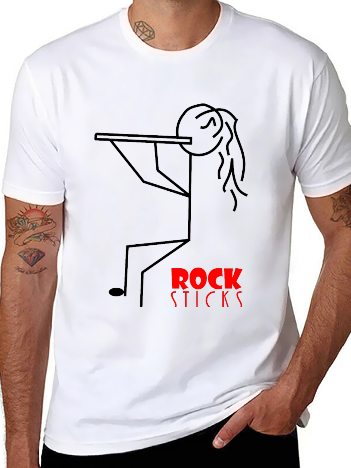 Black Rock Sticks Graphic Tee - Black Cotton T-Shirt view 8