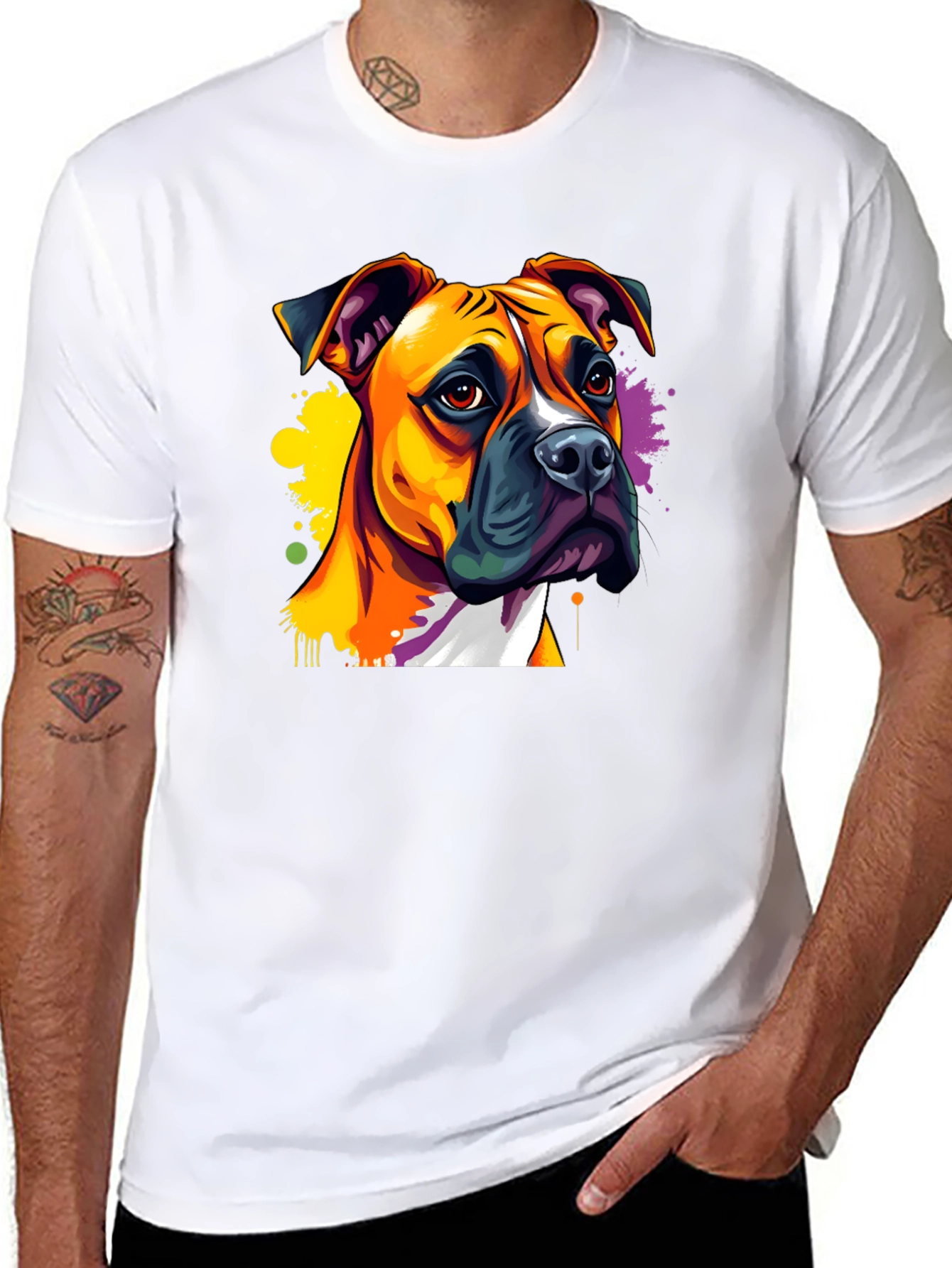 Black Dog Art T-Shirt - Boxer Breed view 8