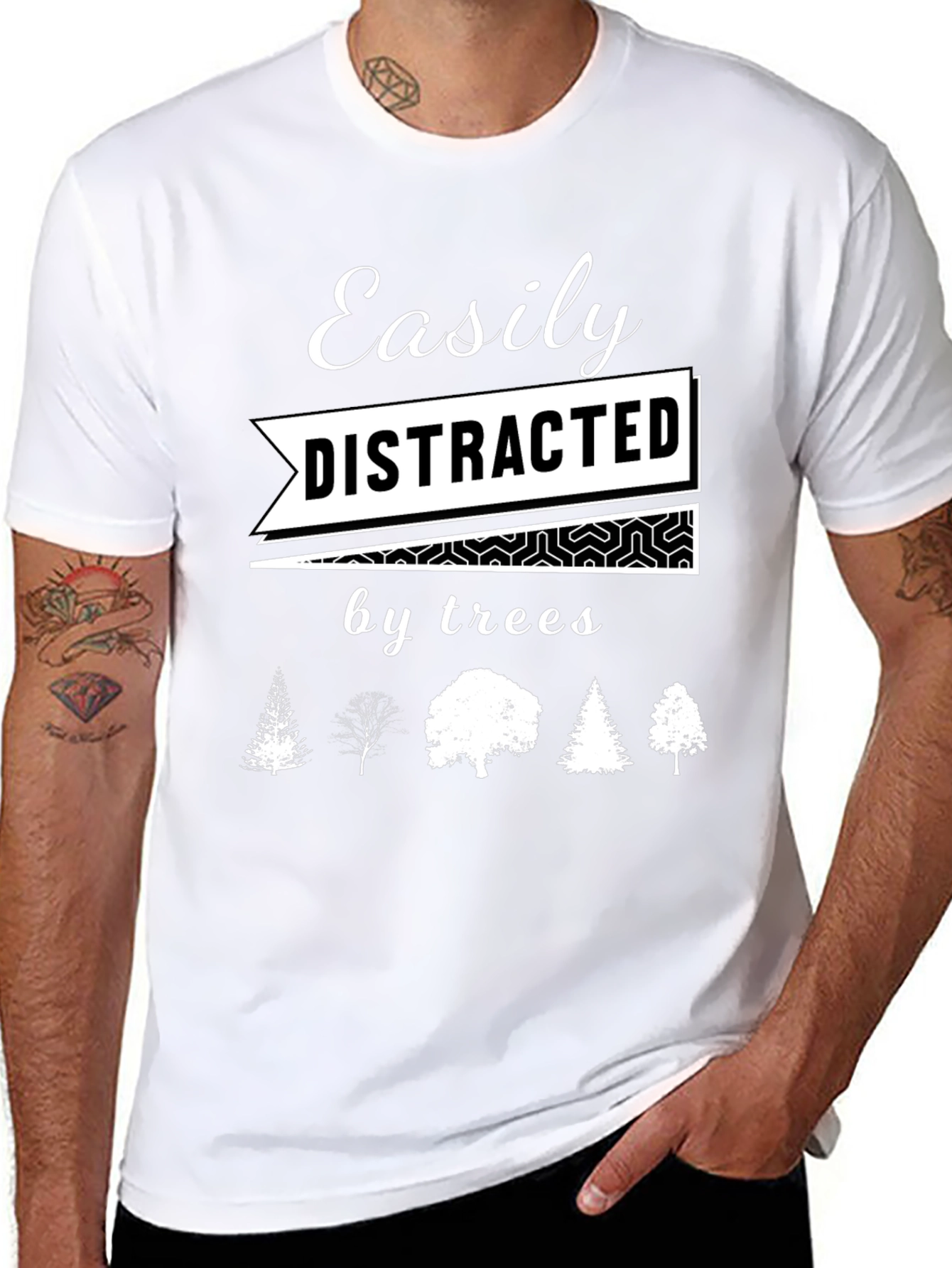 Black Easily Distracted by Trees Graphic T-Shirt view 8