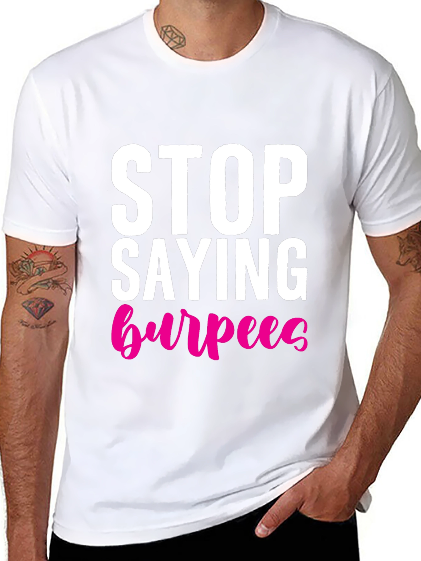 Black Stop Saying Burpees T-Shirt - Fitness Workout Tee view 8