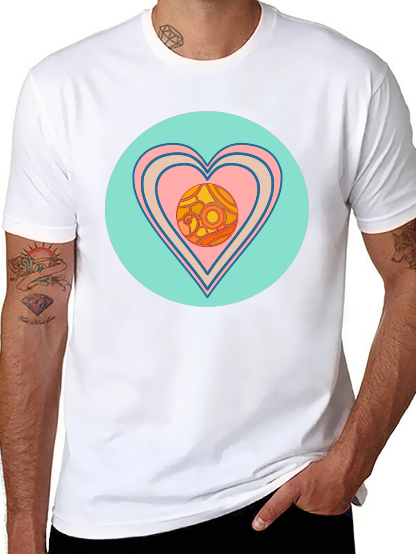 Black Retro Heart Graphic T-Shirt - Black view 8