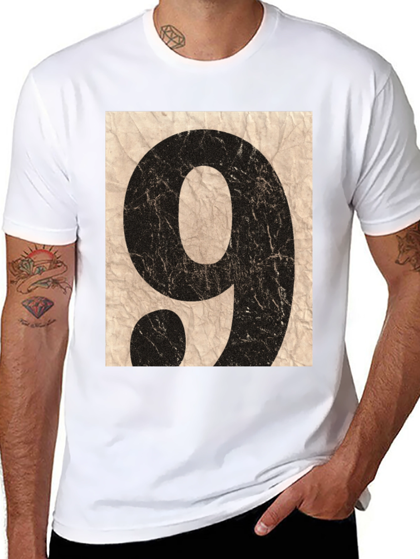 Black Vintage Number 9 Graphic T-Shirt view 8