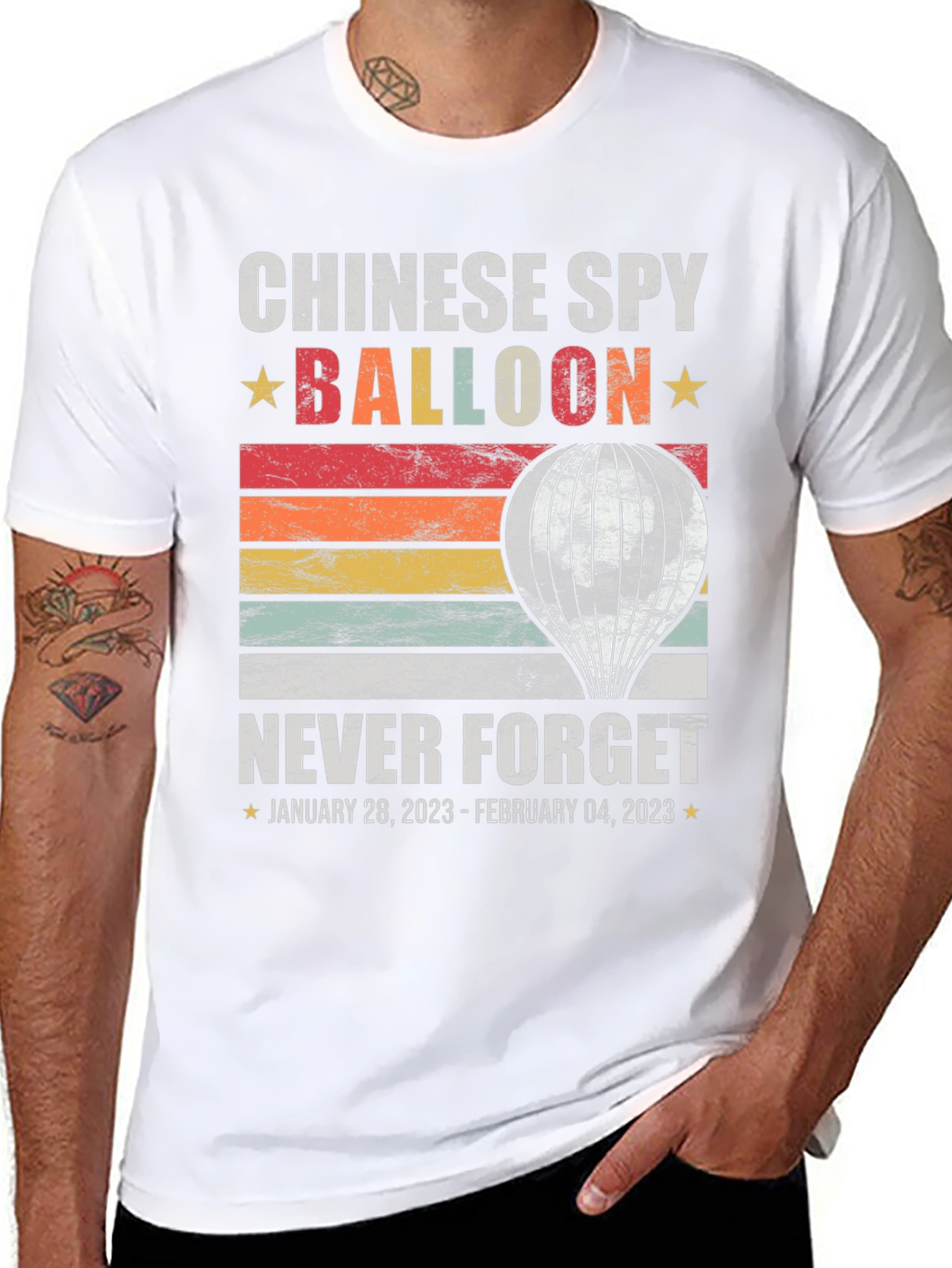 Black Chinese Spy Balloon Never Forget T-Shirt view 8