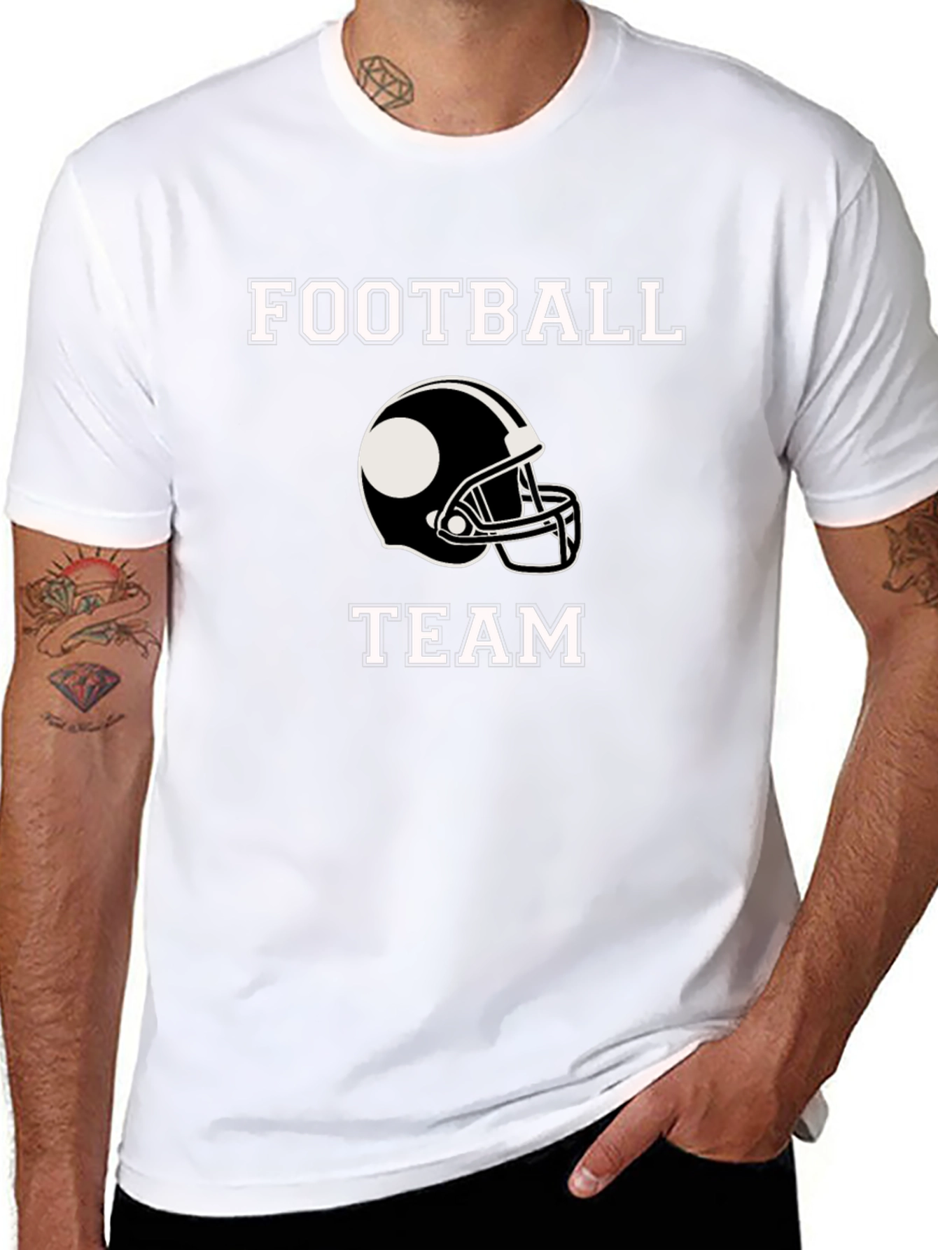 Black Football Team Graphic Tee - Black Cotton T-Shirt view 8